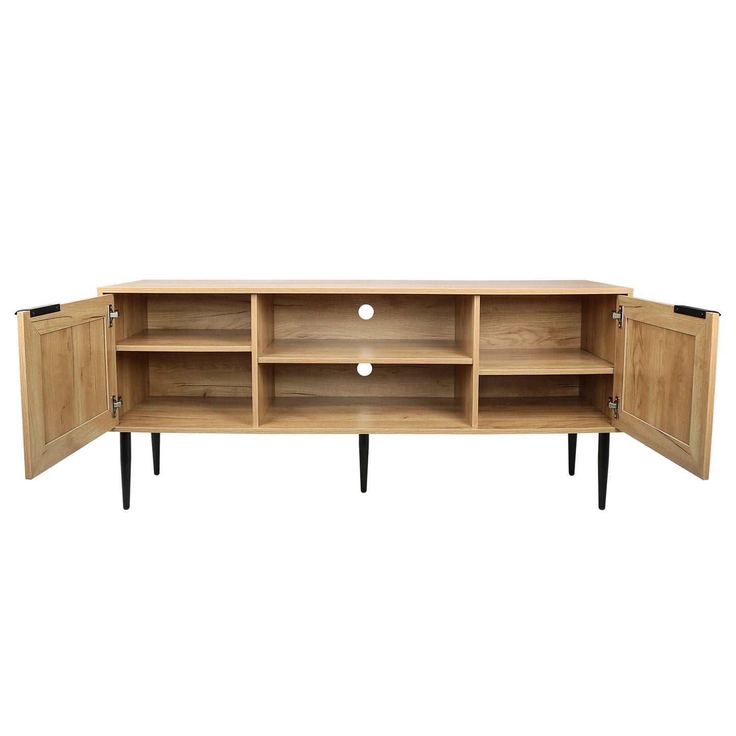 Tula Wooden TV Stand with Rattan Decorated Doors - Natural