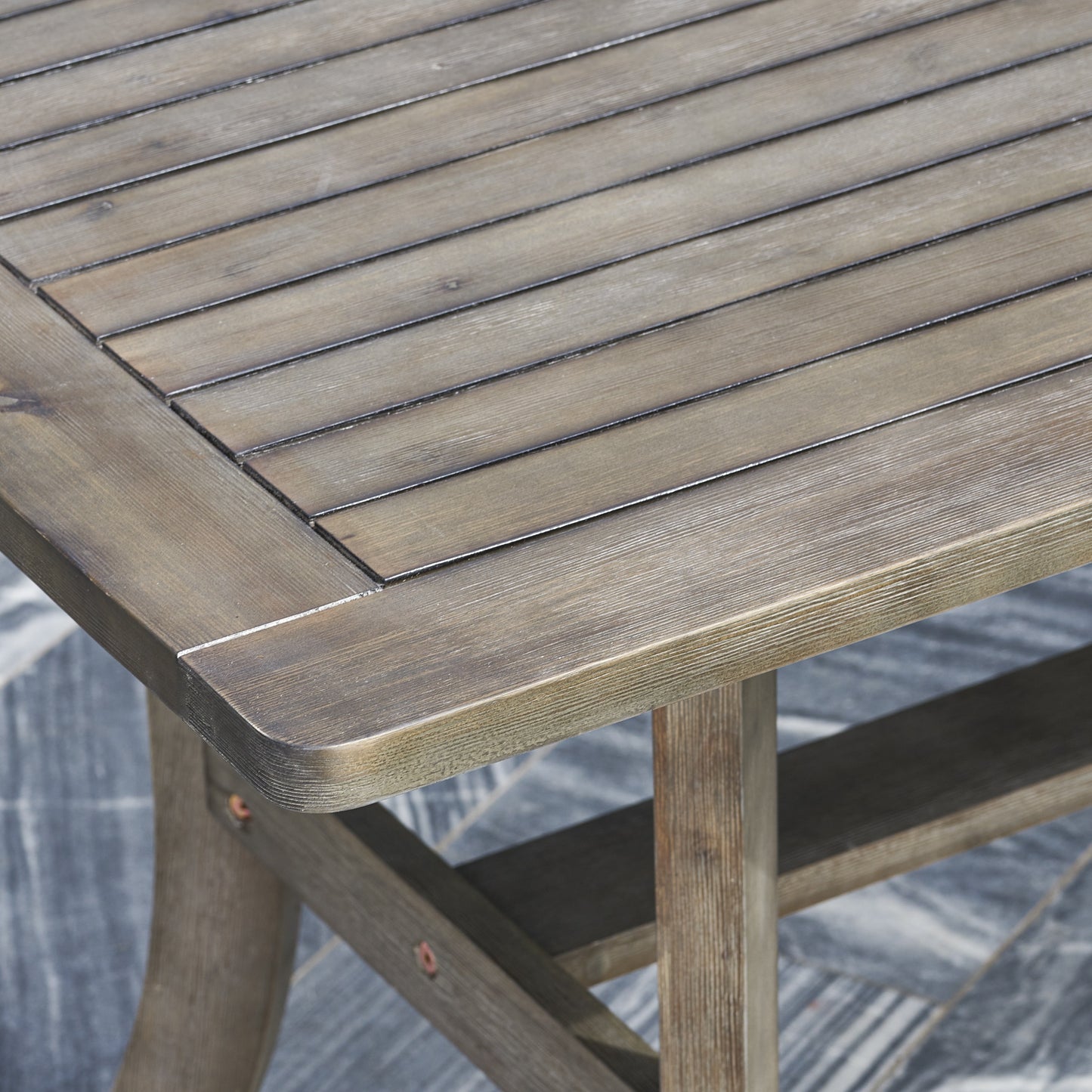 Aloe Farmhouse Wood Patio Dining Table - Gray Wash