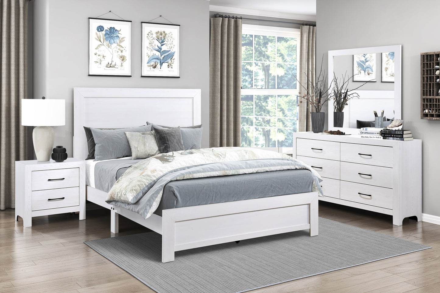 Yodi Wooden Nightstand 2x Drawers - White