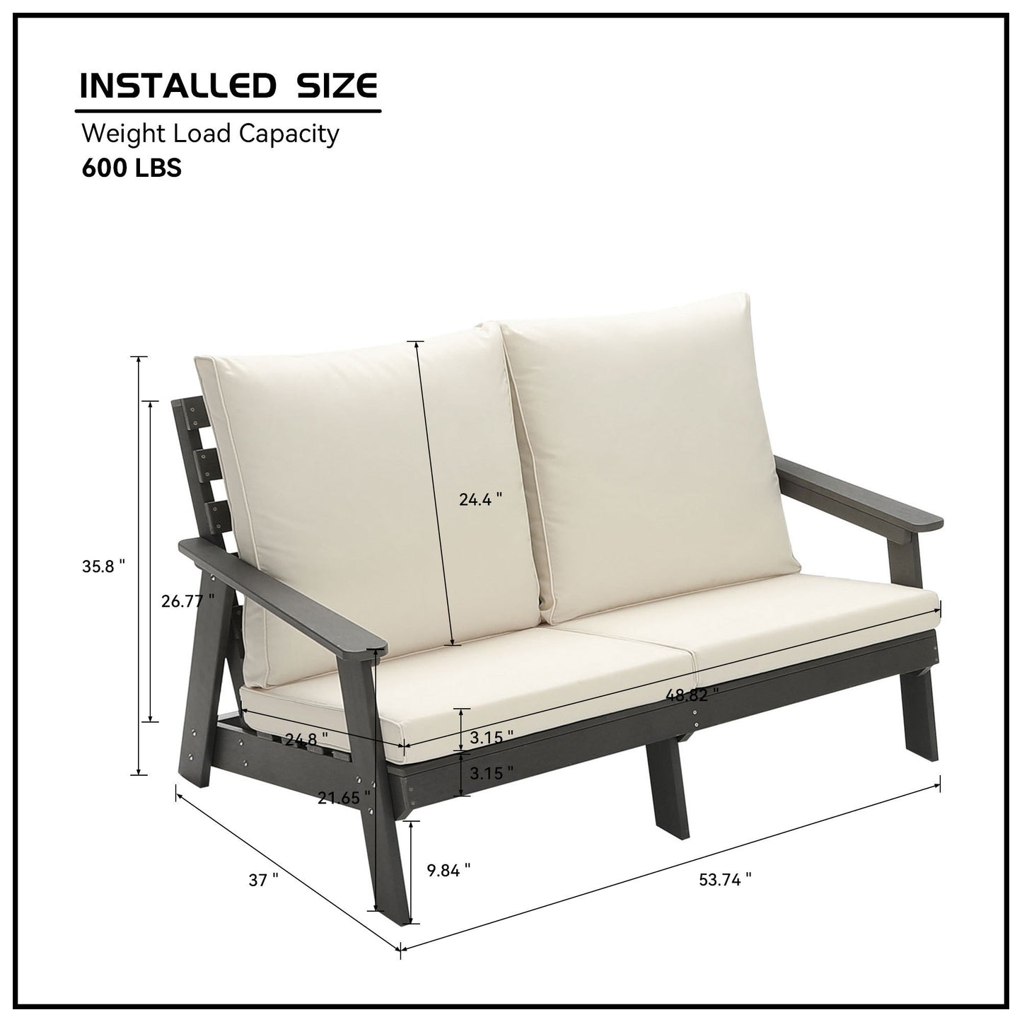 Micki Outdoor Loveseat with Cushion - Gray/Beige