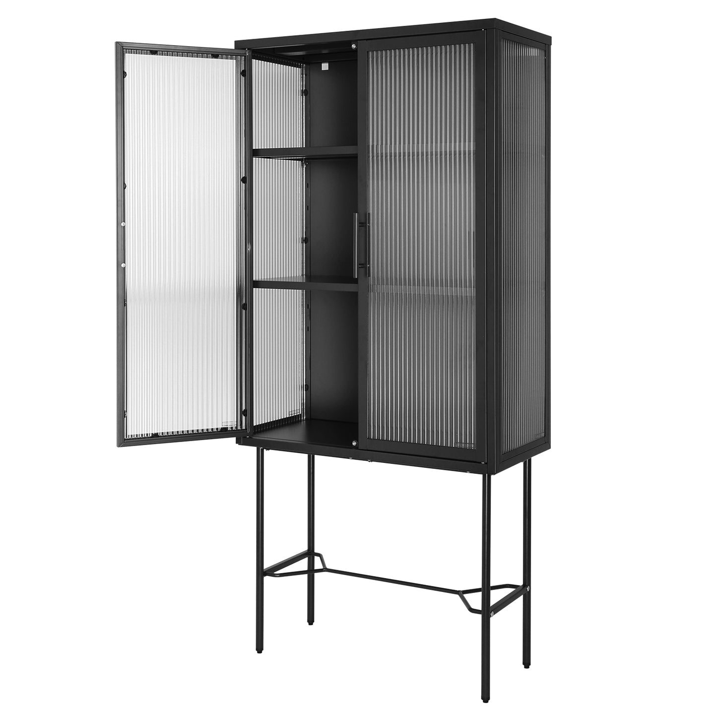 Renoe Tampered Glass Doors Cabinet - Black