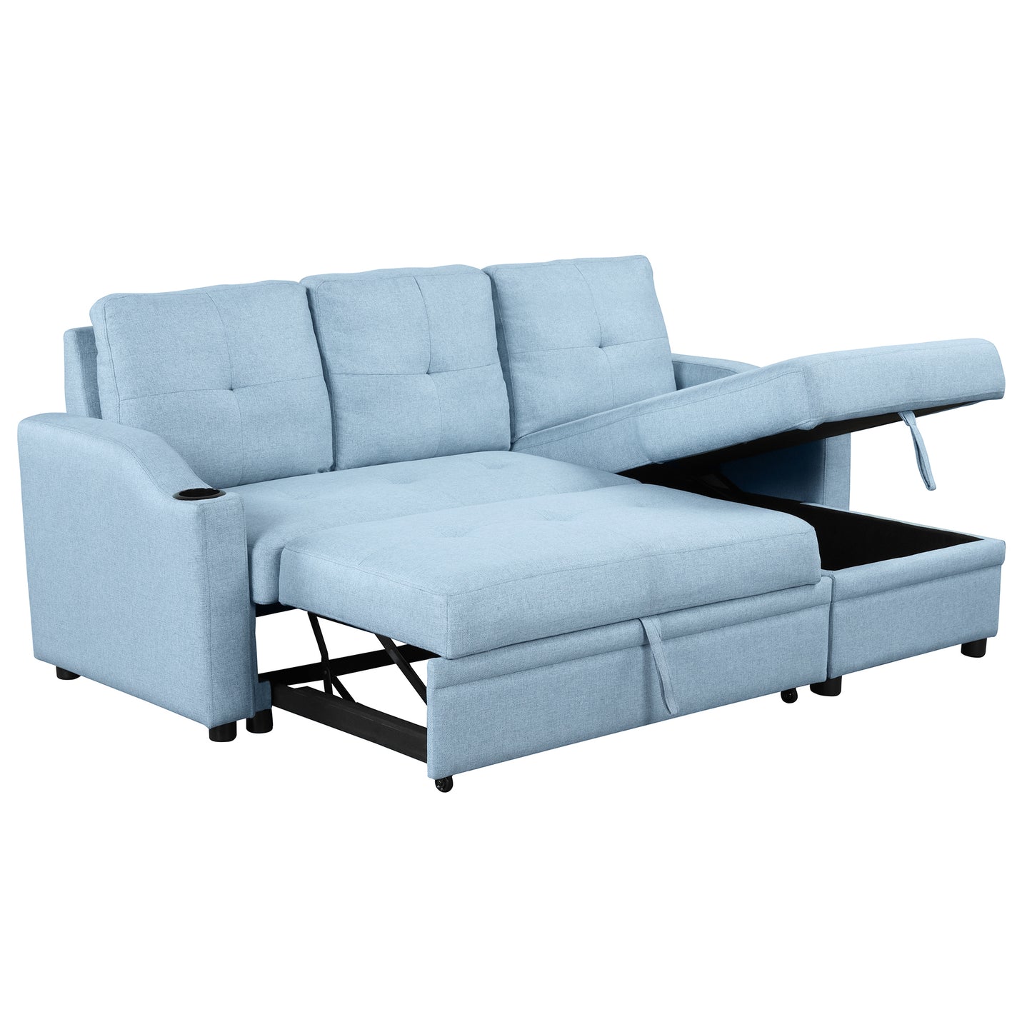 Oris Padded Pull Out Sofa Bed - Blue