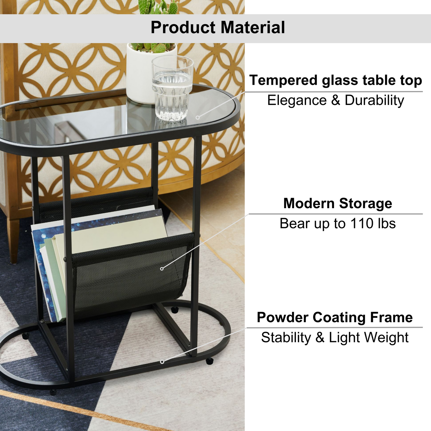 Duet Acacia Oval Small Side Tables (Set of 2) - Black
