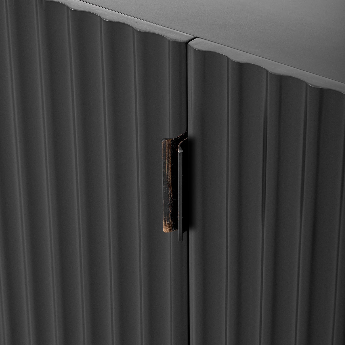 Lyons 4 Wavy Doors Ample Storage Space Sideboar - Black