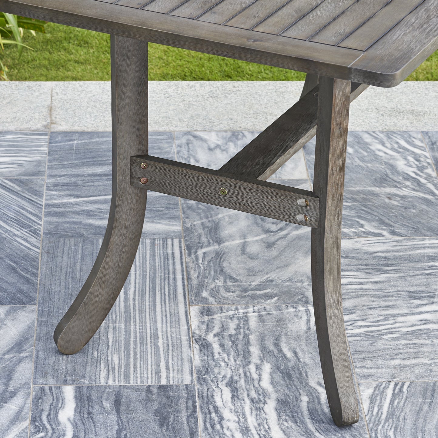 Aloe Farmhouse Wood Patio Dining Table - Gray Wash