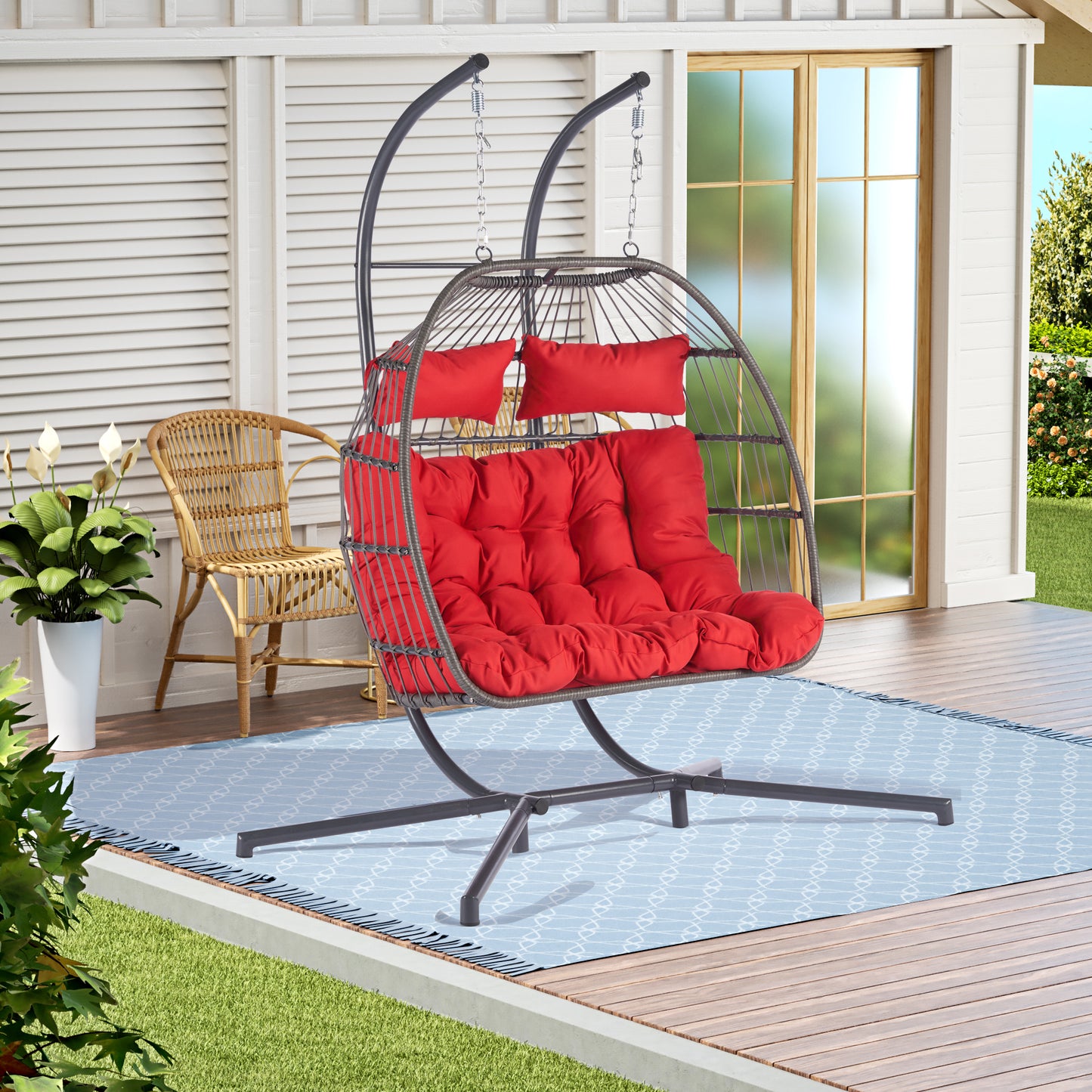 Thornton For 2 People Outdoor Rattan Hanging Chair - Red