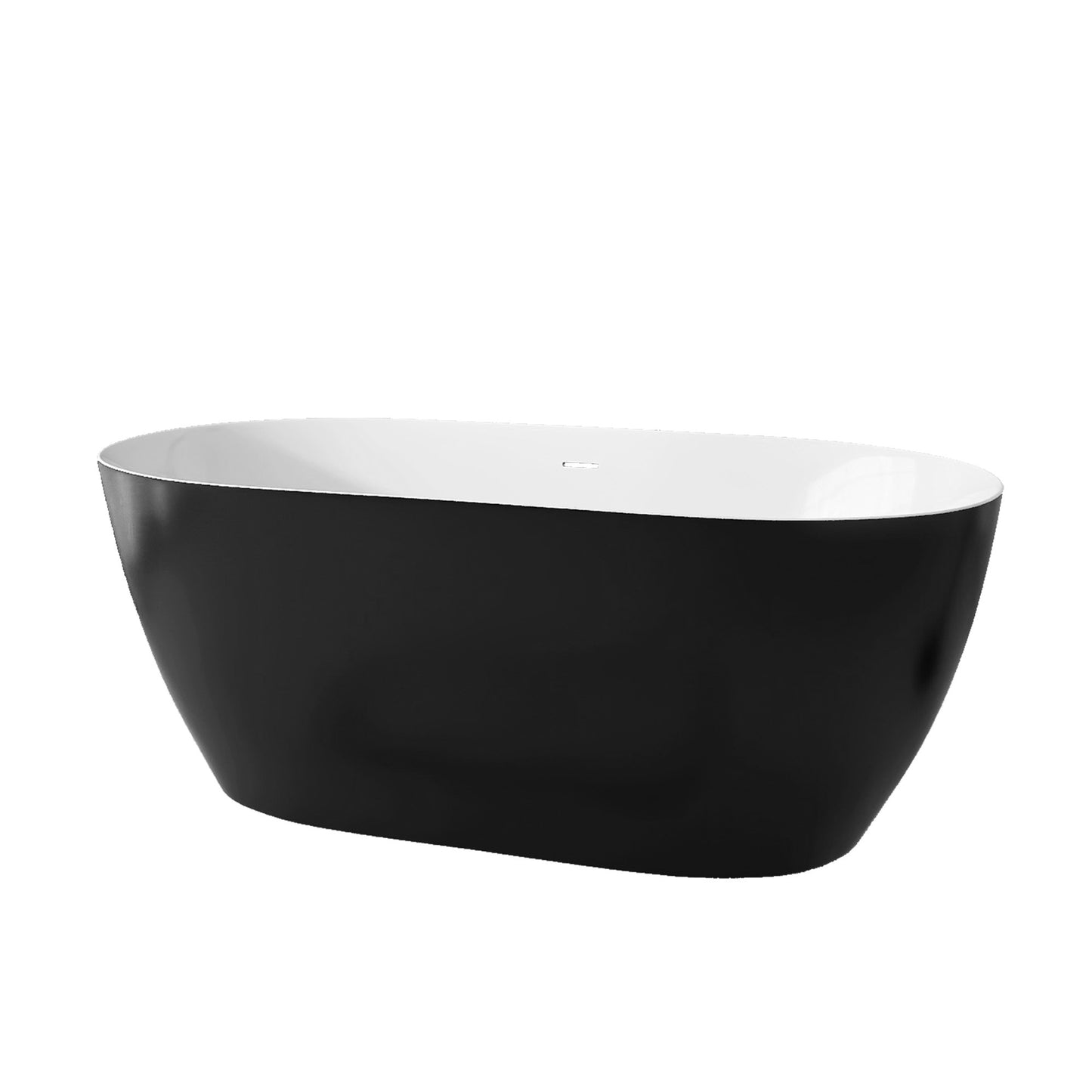 Nuvo 59" Acrylic Free Standing Oval Shape Soaking Tub - Matte Black+White
