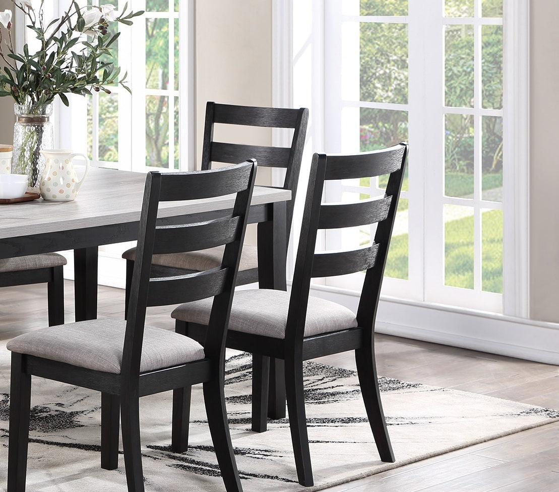 Zac 7pc Dining Set Wooden Top and Chairs Cushions Seats 2 Tone - Natural