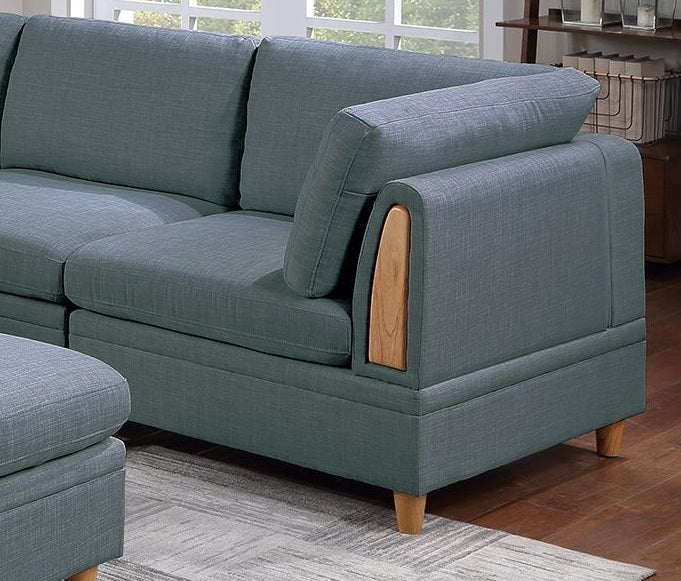Felix 6pc Modular Sectional Sofa Set 3x Wedges 2x Armless Chair And 1x Ottoman - Steel Gray