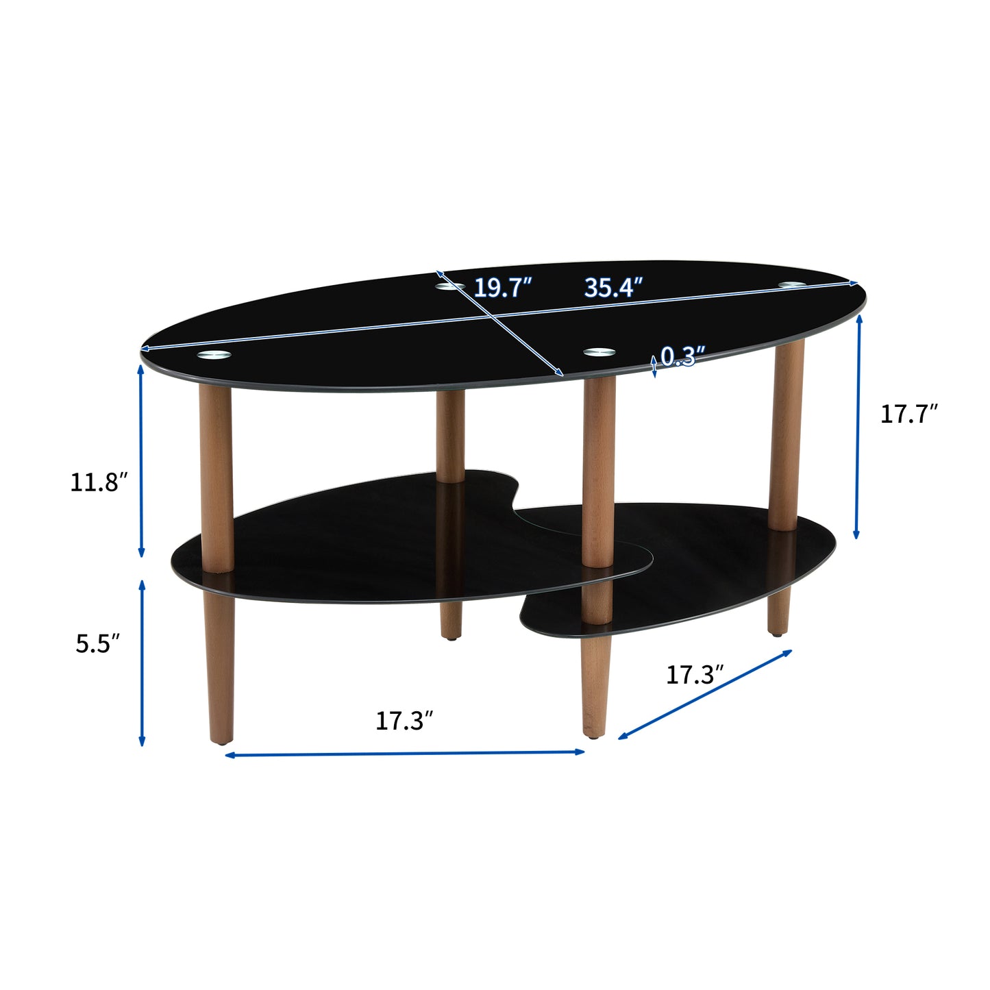 Oval glass coffee table - Black