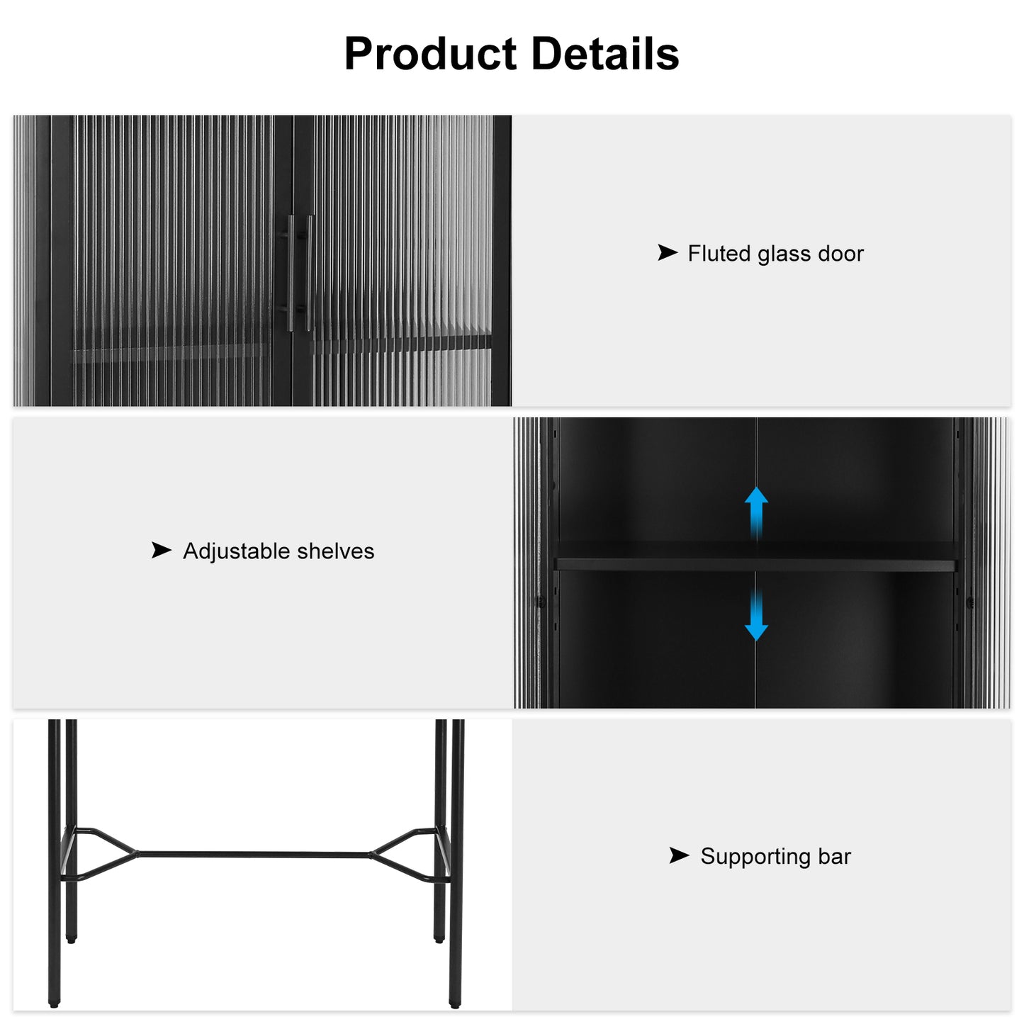 Renoe Tampered Glass Doors Cabinet - Black
