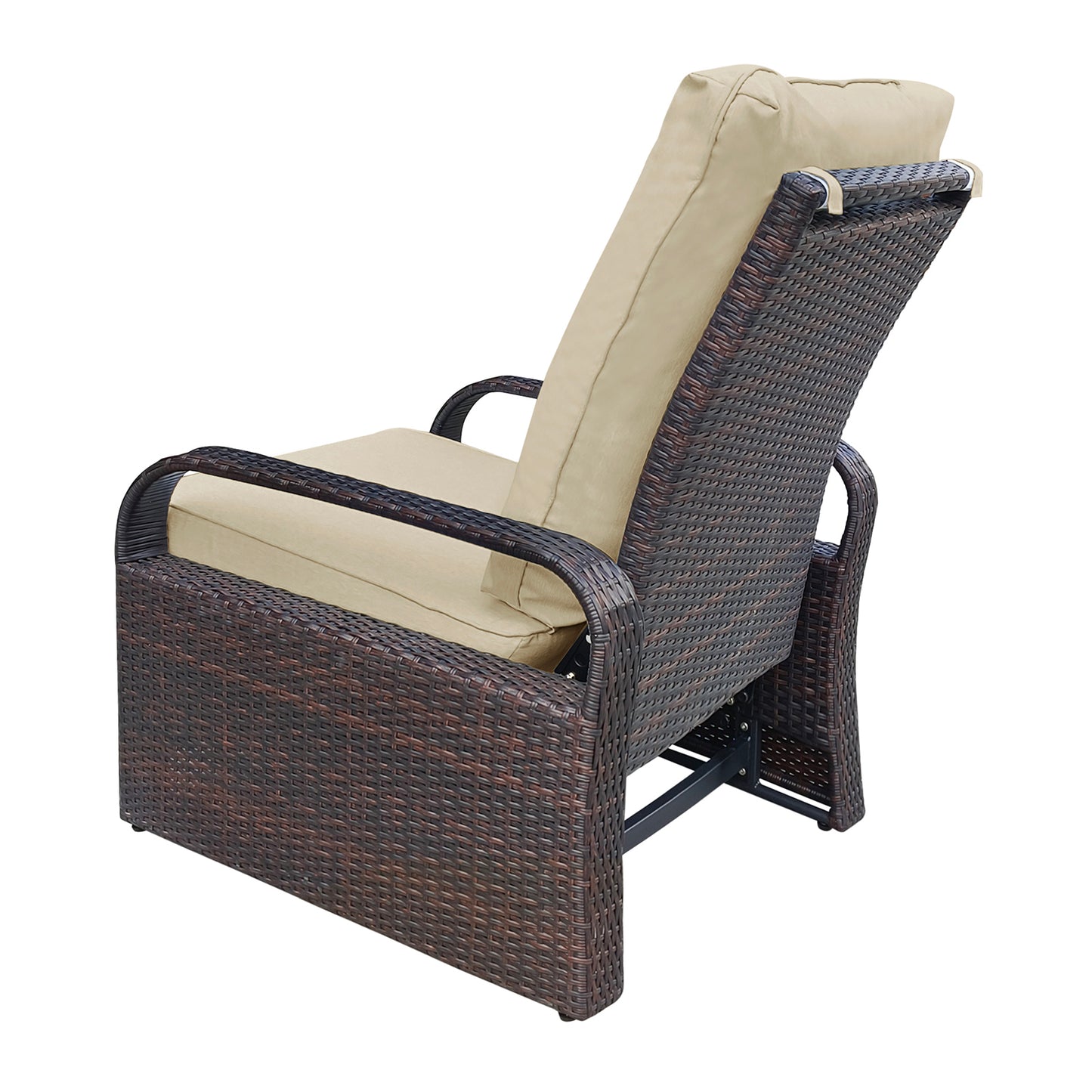 Parson Outdoor Adjustable Wicker Lounge Recliner Chair - Khaki