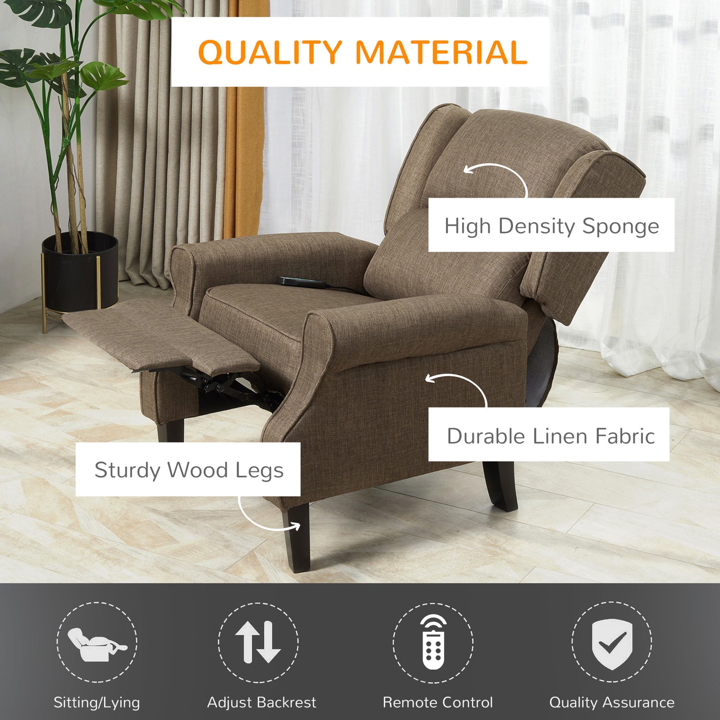 Alanna Massage Recliner Sofa with Heat - Brown