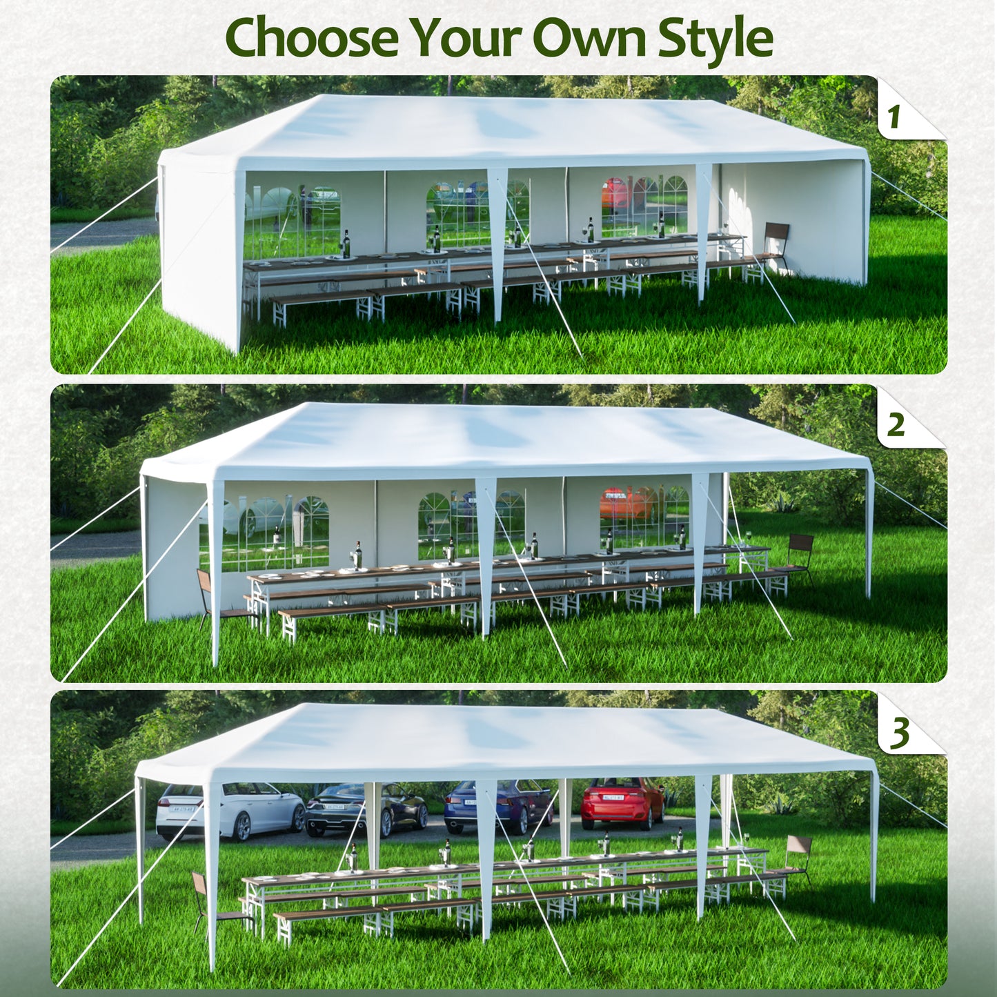 Bryon 10x30 ft Wedding Party Canopy - White