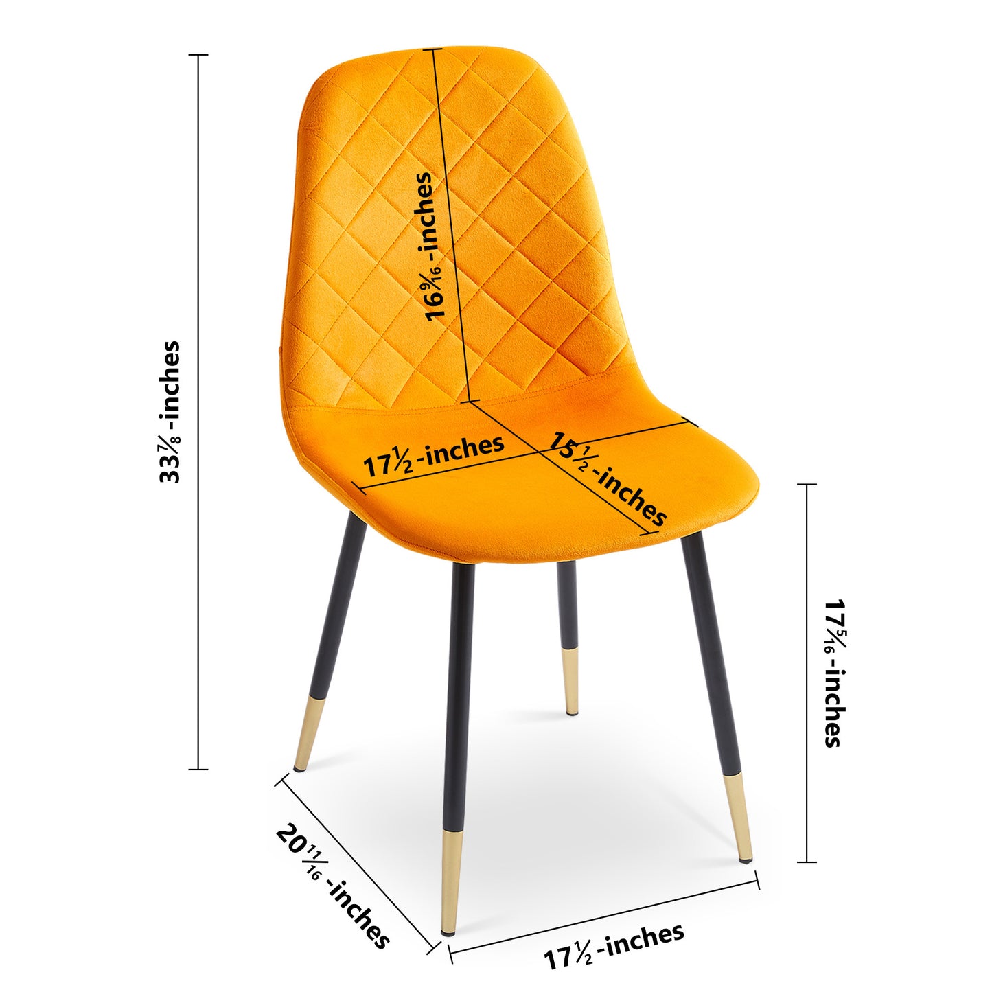 Lanita Velvet Dining Chairs w Golden Metal Leg (Set of 2) - Orange