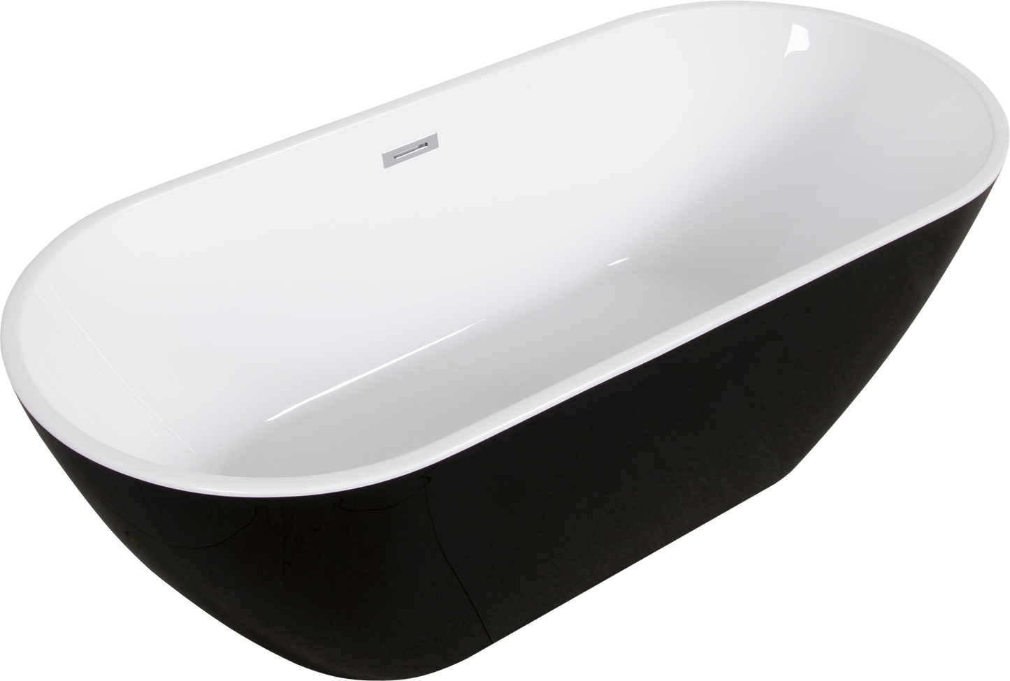 Sleek 59" Acrylic Freestanding Soaking Bathtub - Black