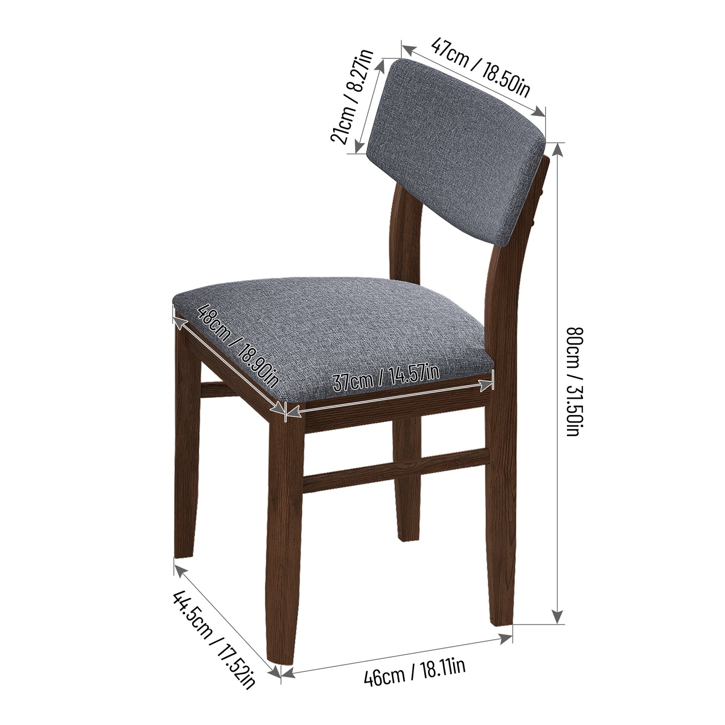 Burchard Fabric Cushion Retro Dining Chairs (Set of 2) - Walnut