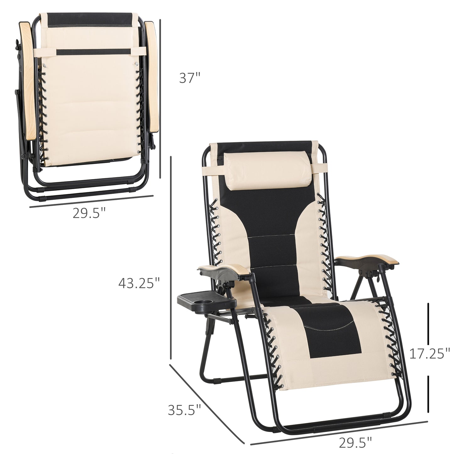 Enor Outdoor Folding Patio Lounge Chairs - White