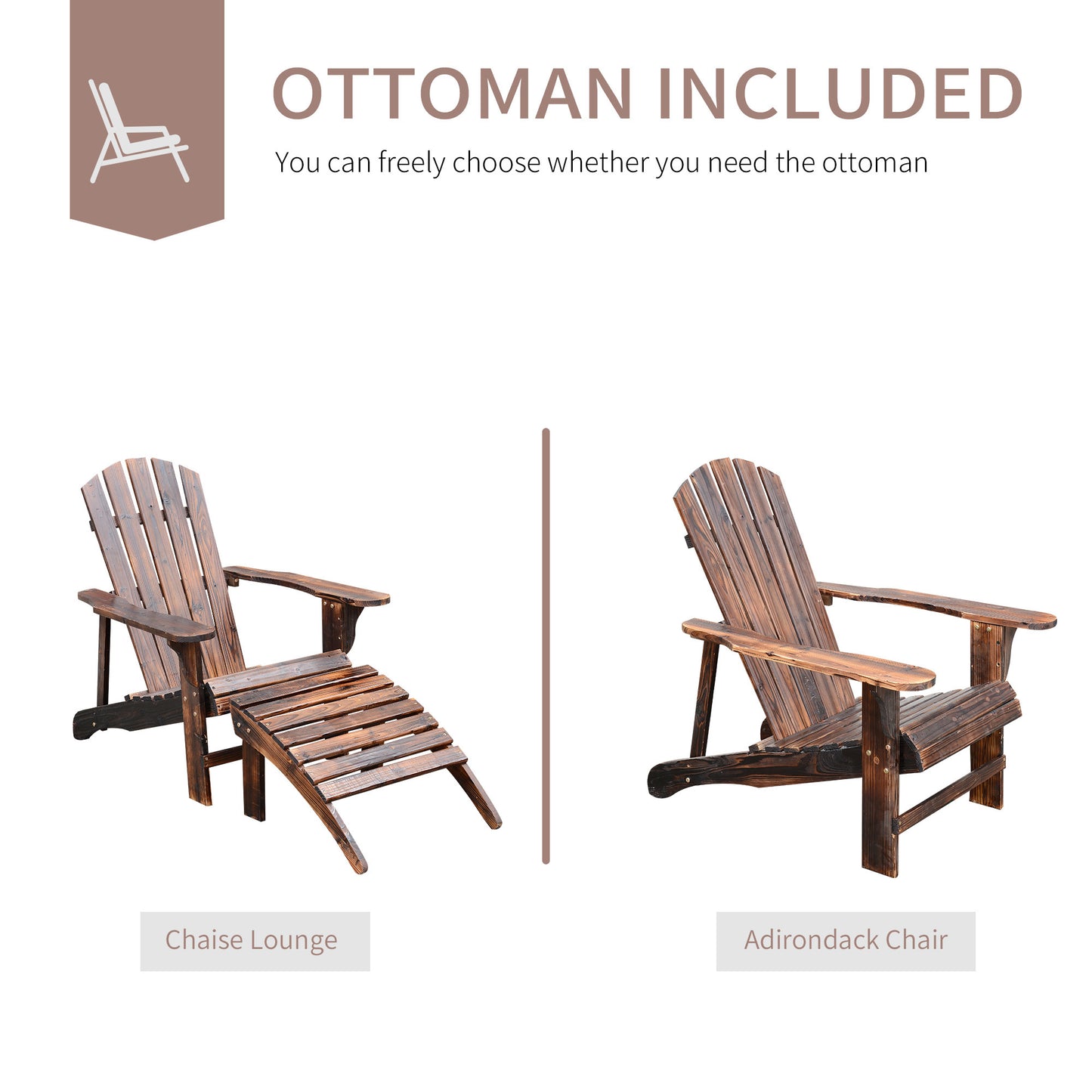 Myrick Outdoor Wooden Adirondack Chair - Natural