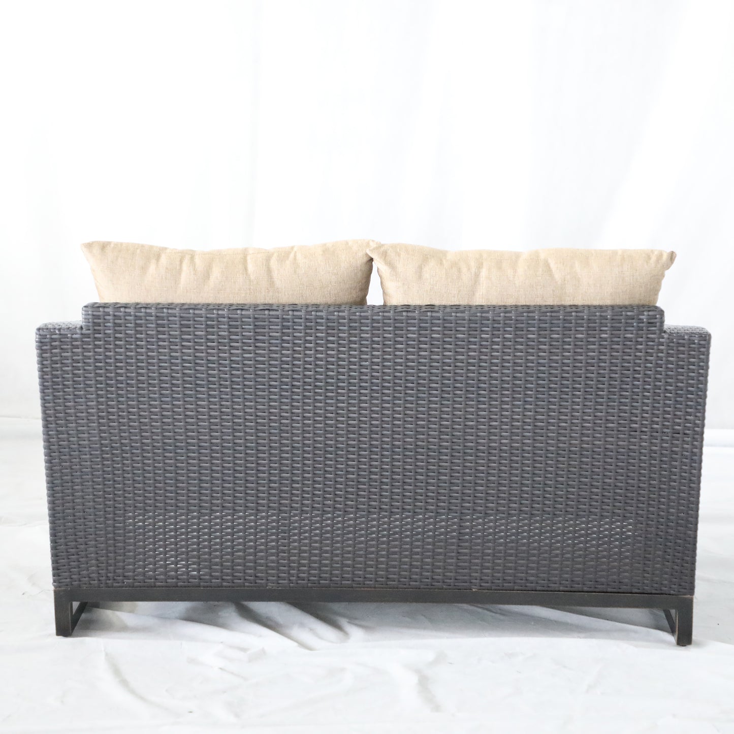 Aaron Outdoor Wicker Loveseat With Cushion - Brown