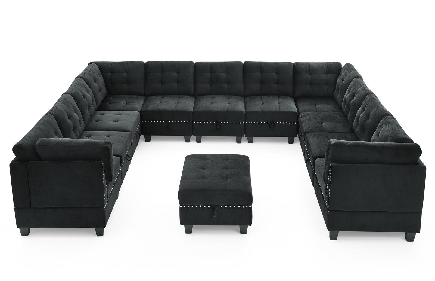 Supa Modular Sectional Velvet Sofa Set 5 - Black