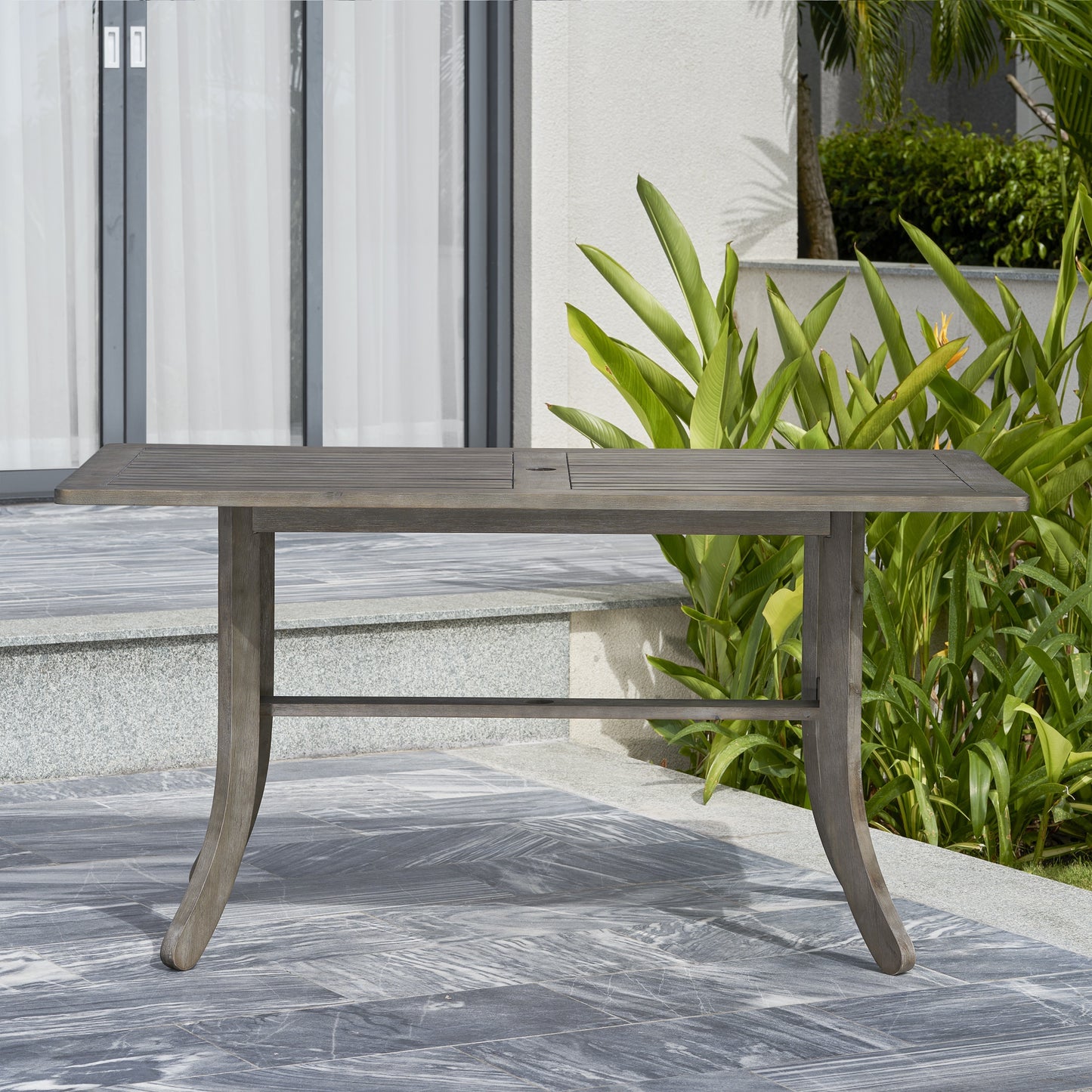 Aloe Farmhouse Wood Patio Dining Table - Gray Wash