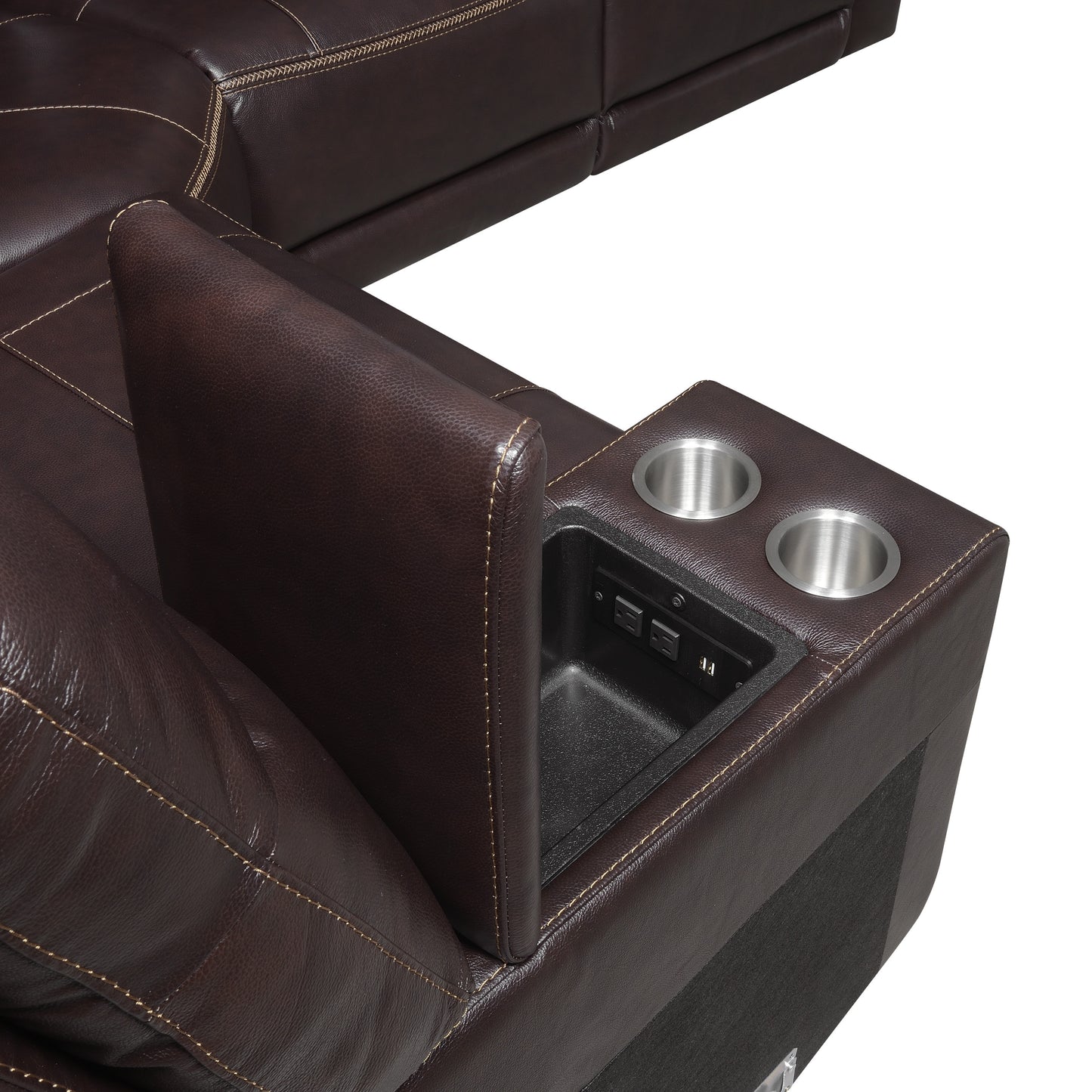 Anthony Dual Power Leather Sectional Sofa
