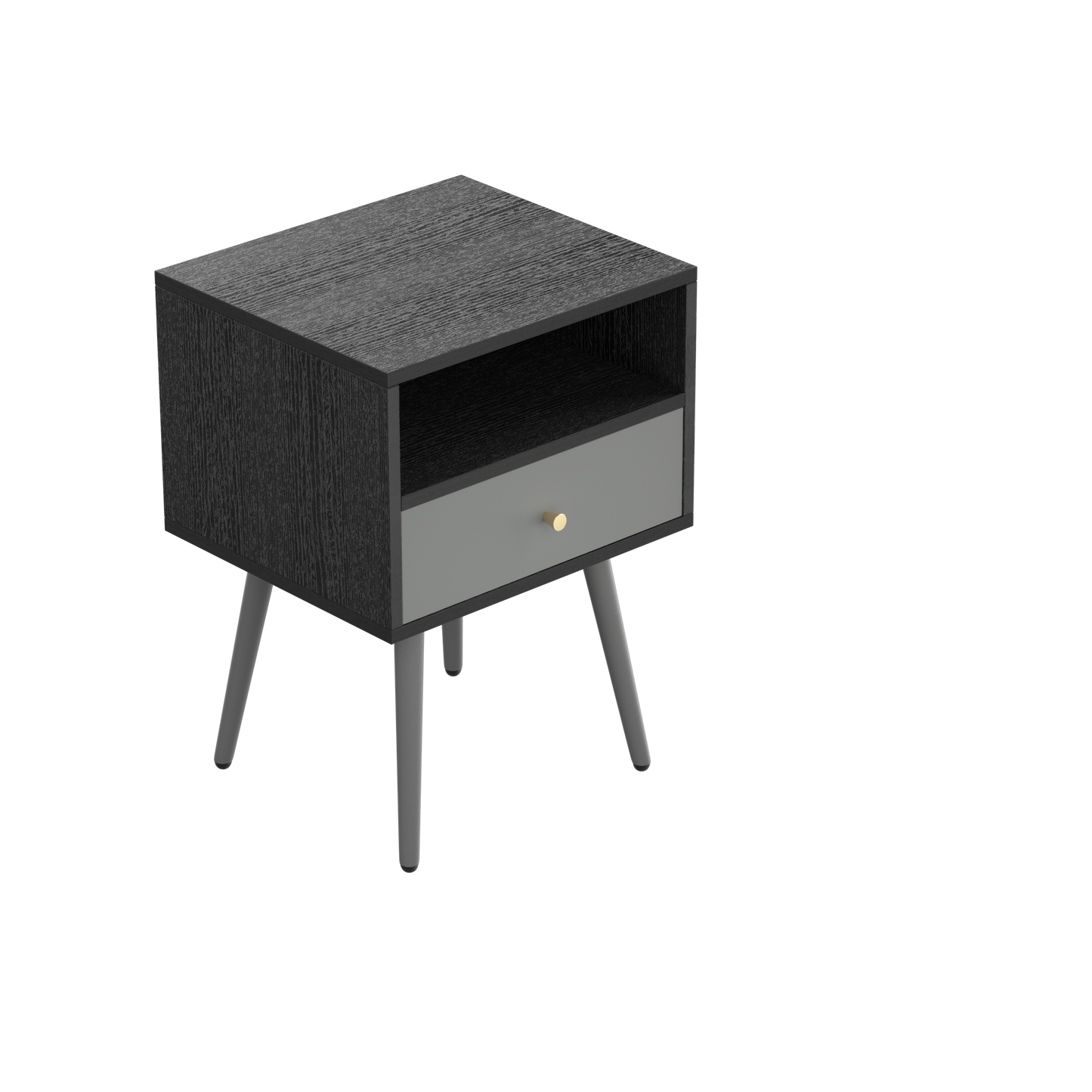 Chic Modern Nightstand with 1 Storage Drawer - (Set of 2) - Dark Gray