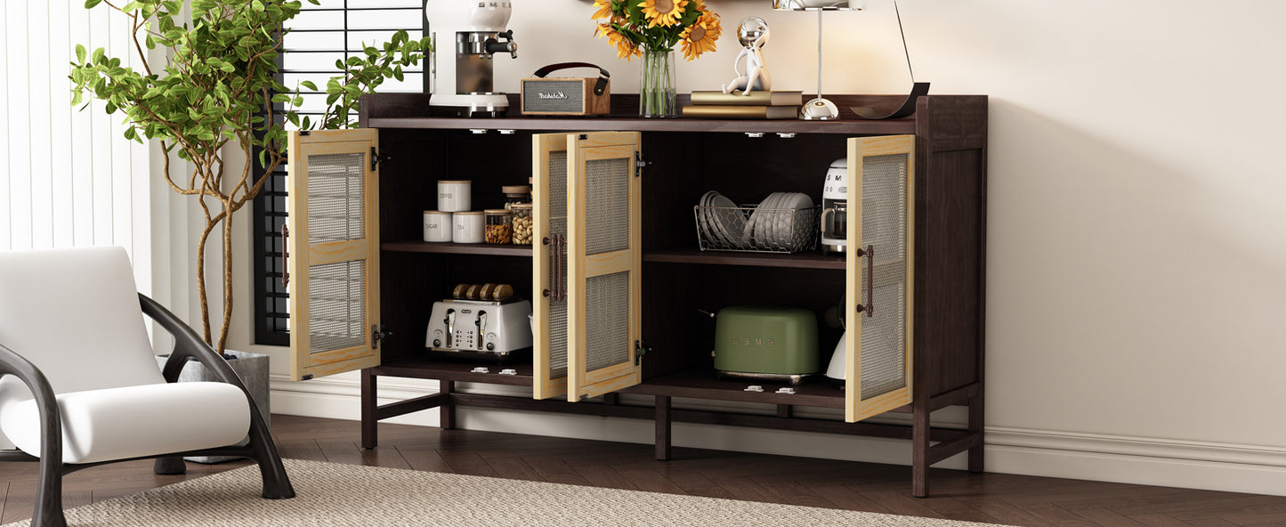 Hana Rattan Doors Sideboard Buffet - Walnut
