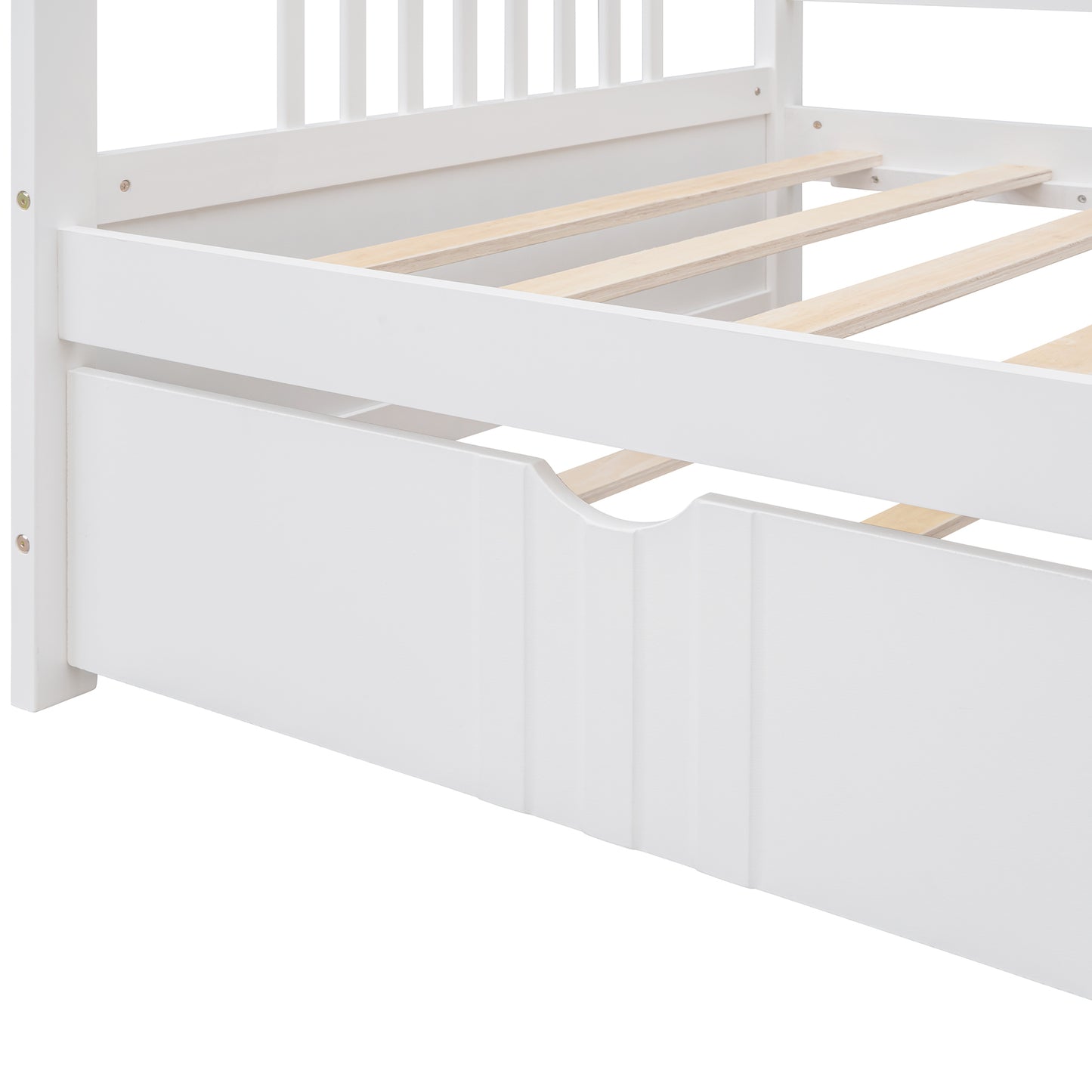 Lex Twin Size Wooden Daybed with Twin Size Trundle - White