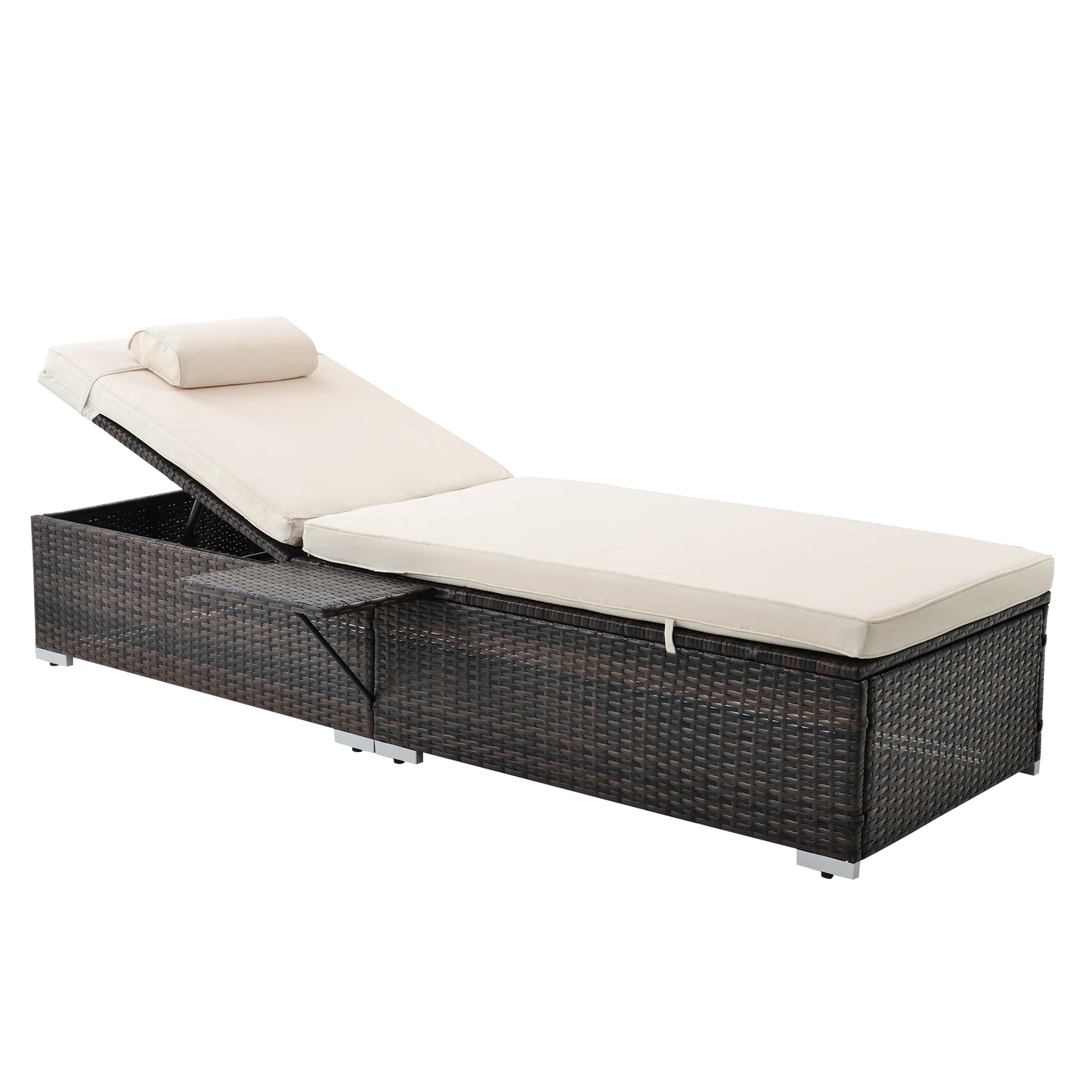 Valencia Outdoor PE Wicker Chaise Lounge (Set of 2) - Beige