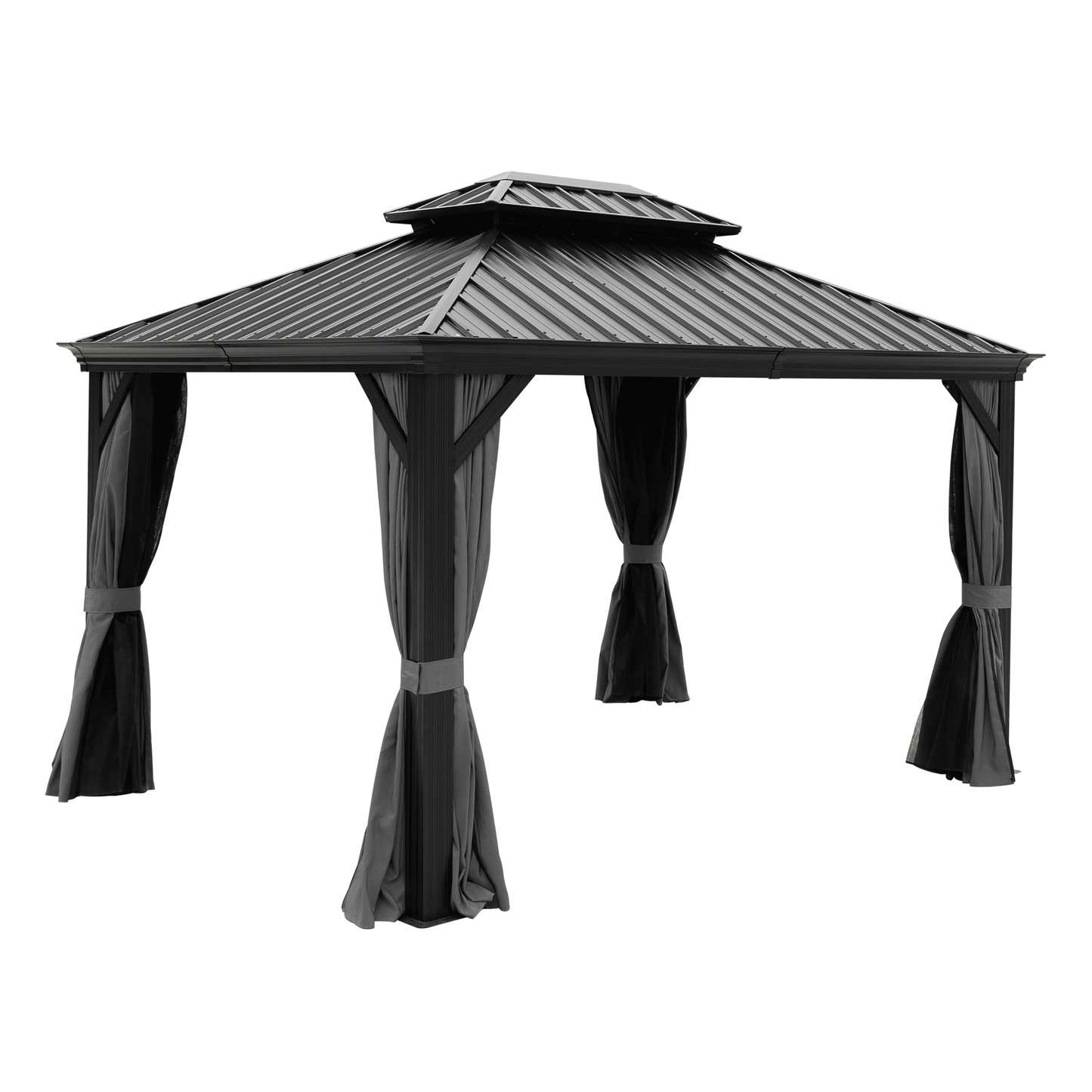 Delta 10X12 ft Patio Gazebo with Netting & Curtains - Black