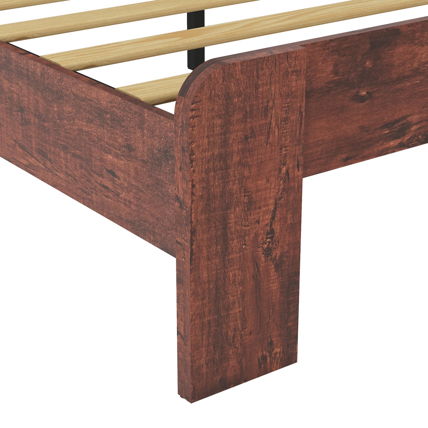 Olmi Queen Size Wood Platform Bed Frame - Dark Brown