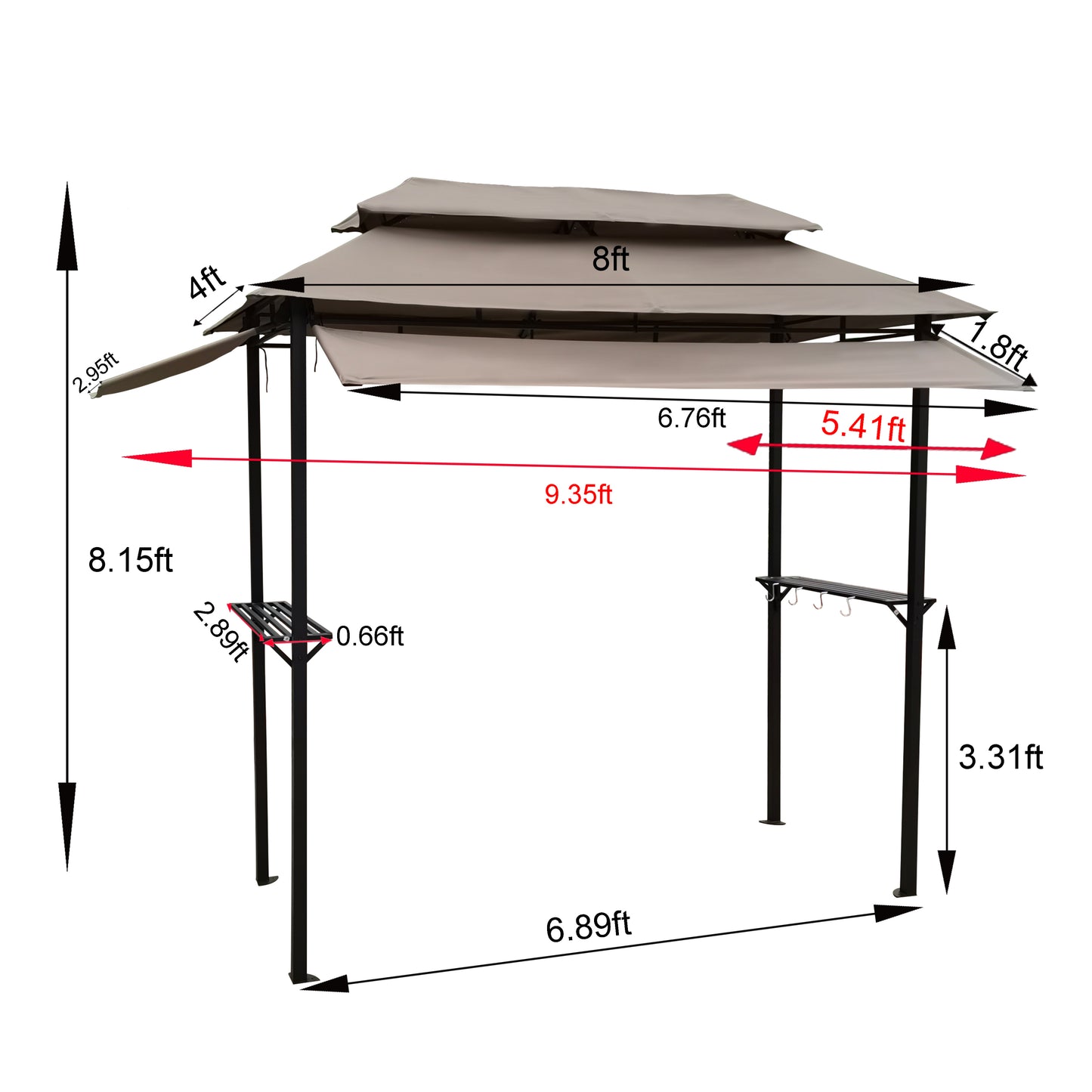 Summer 8x4 ft Metal Gazebo with Soft Top Canopy - Beige