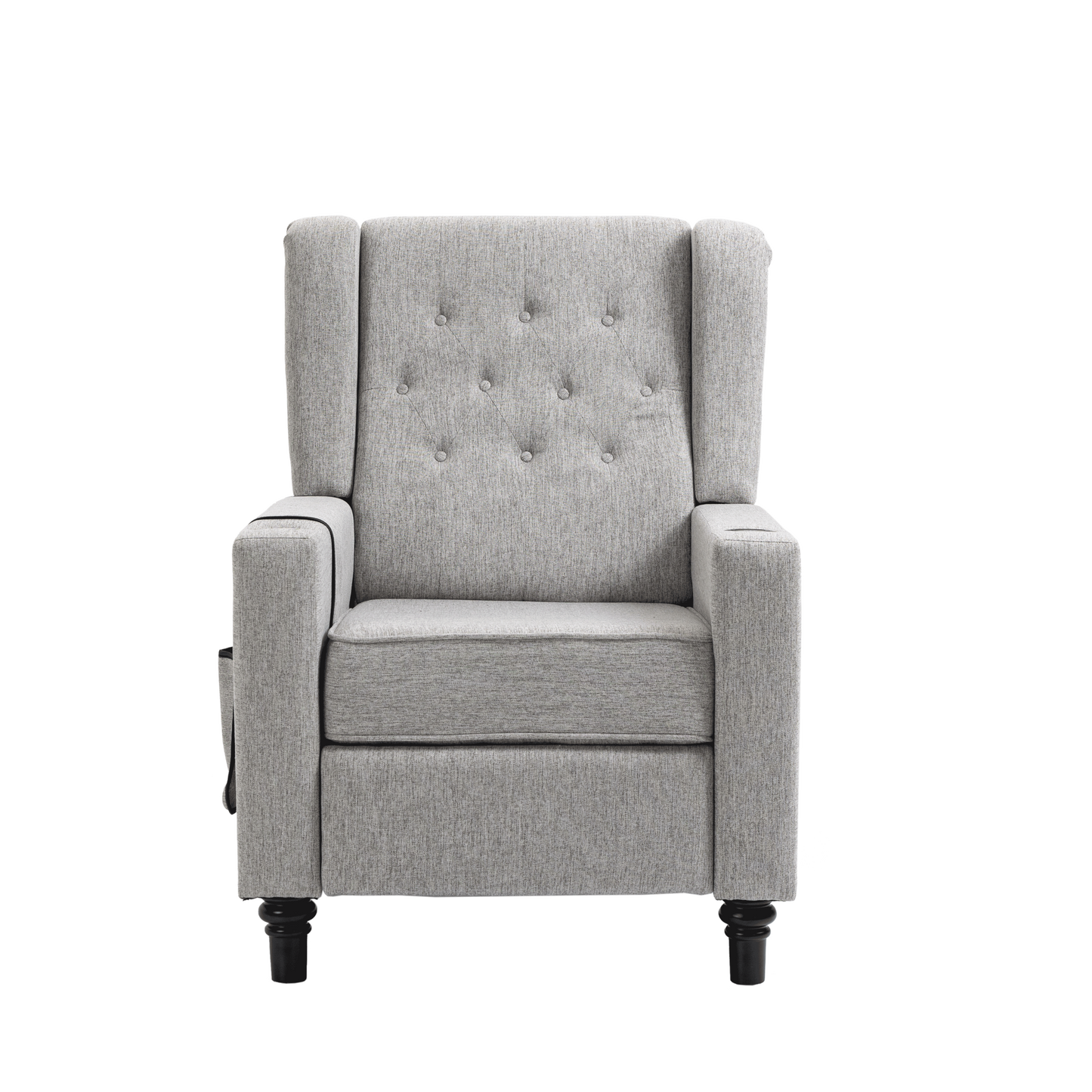 Cole Arm Pushing Fabric Recliner - Light Gray