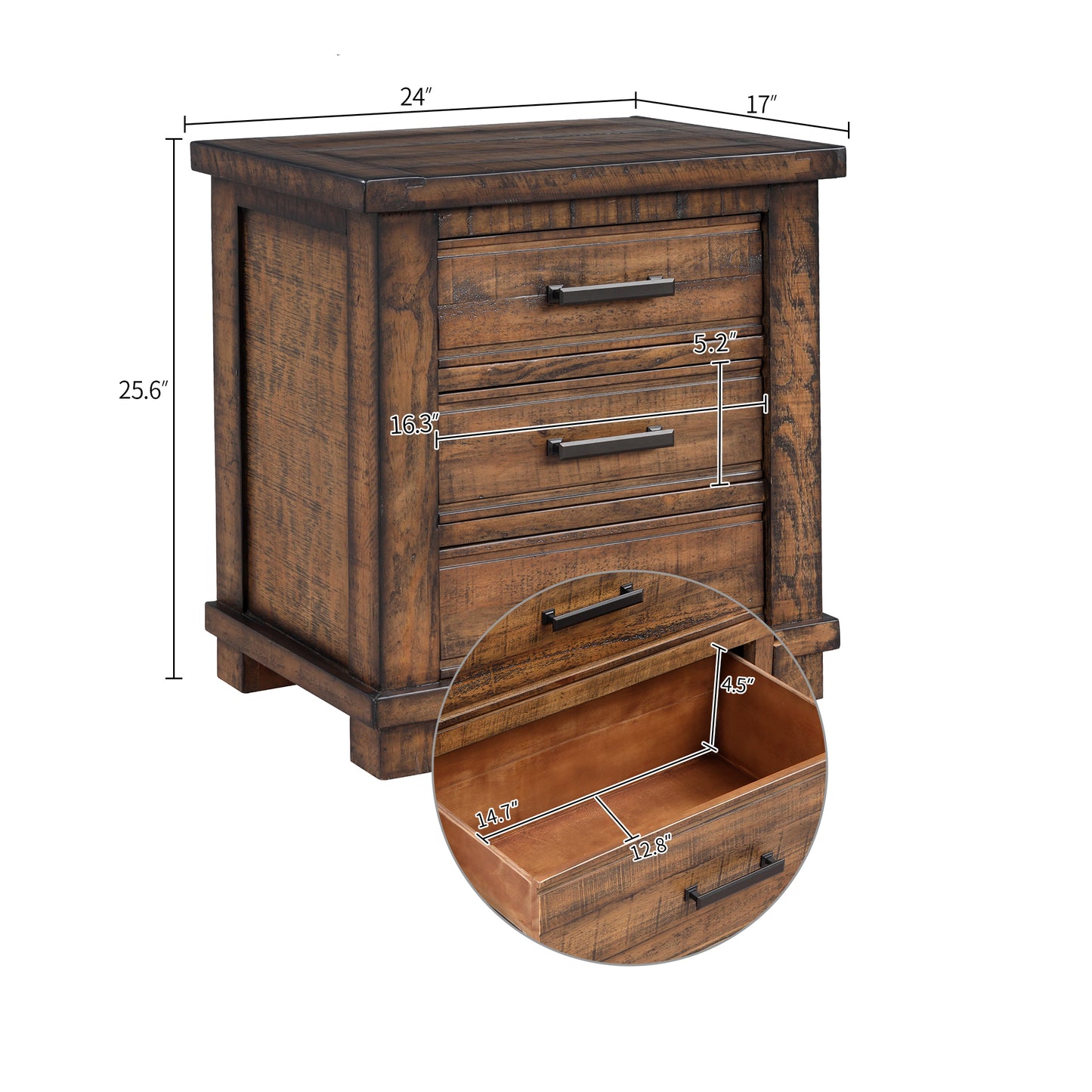 Naya Rustic Solid Wood Framhouse Nightstand - Natural