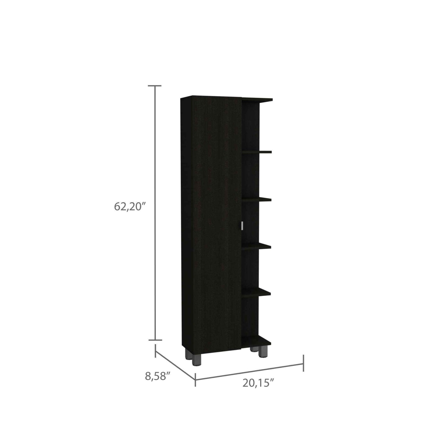 Portland 5-Shelf Tall Cabinet - Black