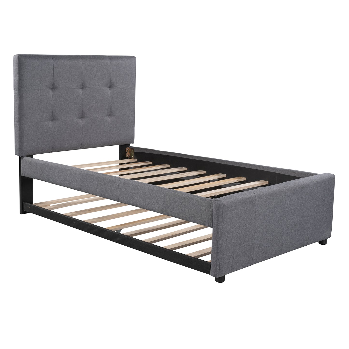 Dreamscape Twin Linen Upholstered Platform Bed with Headboard and Trundle