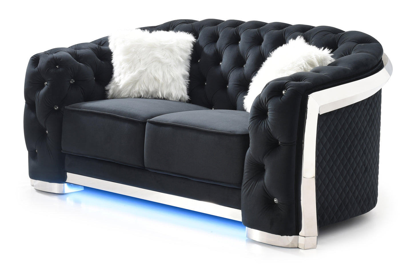 Zamora Chic Flared Arm Loveseat - Black