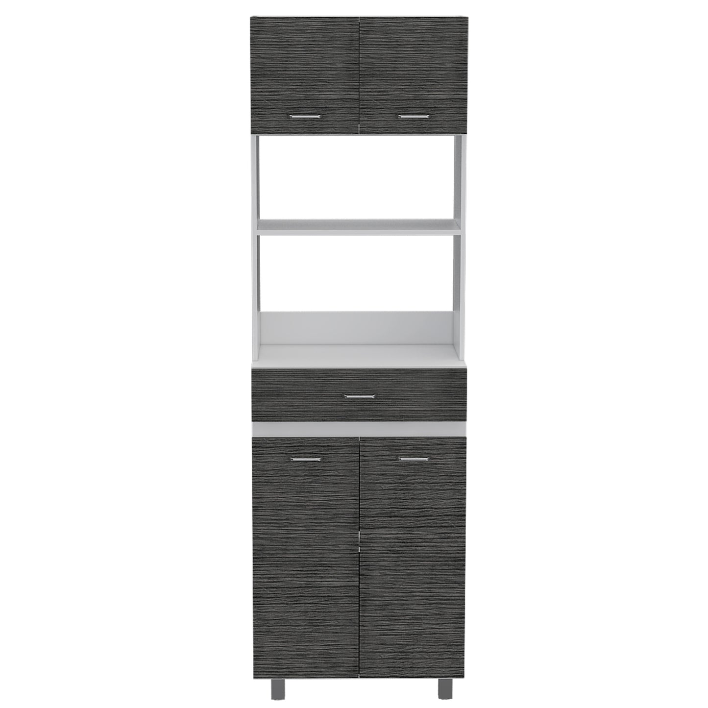 Pembrooke 2-Shelf 1-Drawer Microwave Pantry Cabine - Gray