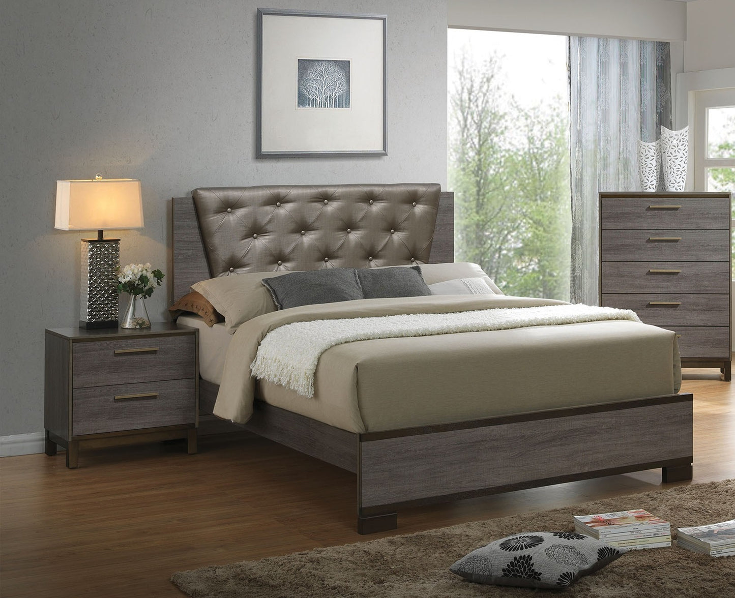 Vara Nightstand Two Tone - Gray
