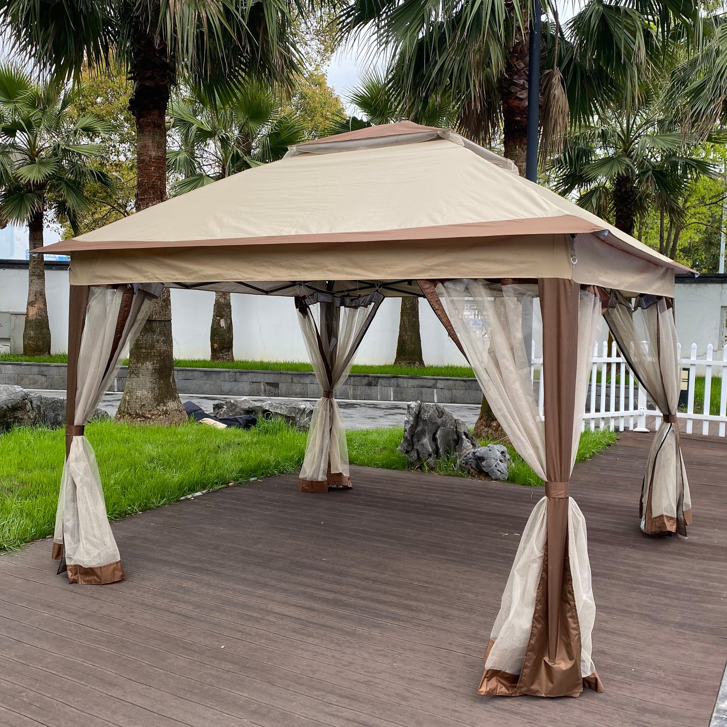 Nita 11 x 11 ft Outdoor Gazebo Canopy - Coffee