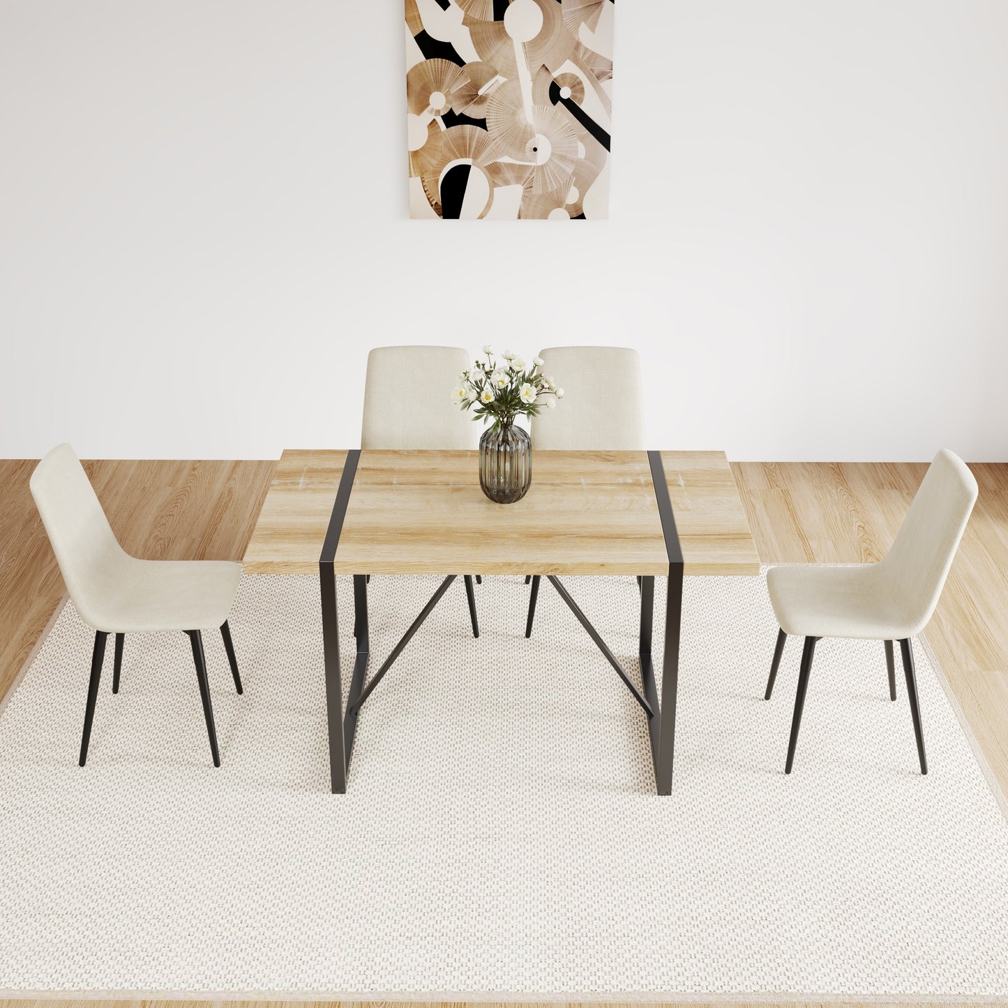 Ona Suedette Dining Chairs with Black Metal Leg (Set of 2) - Beige