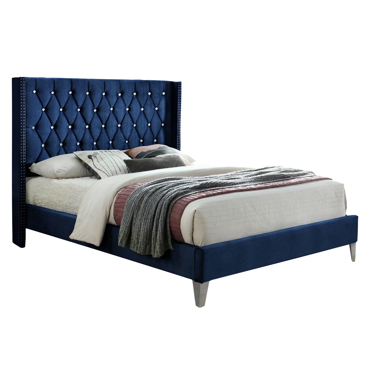 Go Green Woods Alexa Velvet Upholstered Full Platform Bed