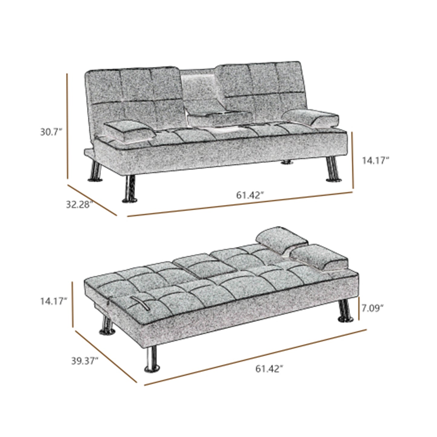 Devo PU Convertible Sofa Bed - Beige