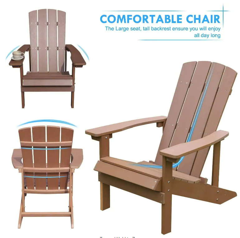 Aleta Patio Hips Plastic Adirondack Chair Lounger (2-Pack) - Brown