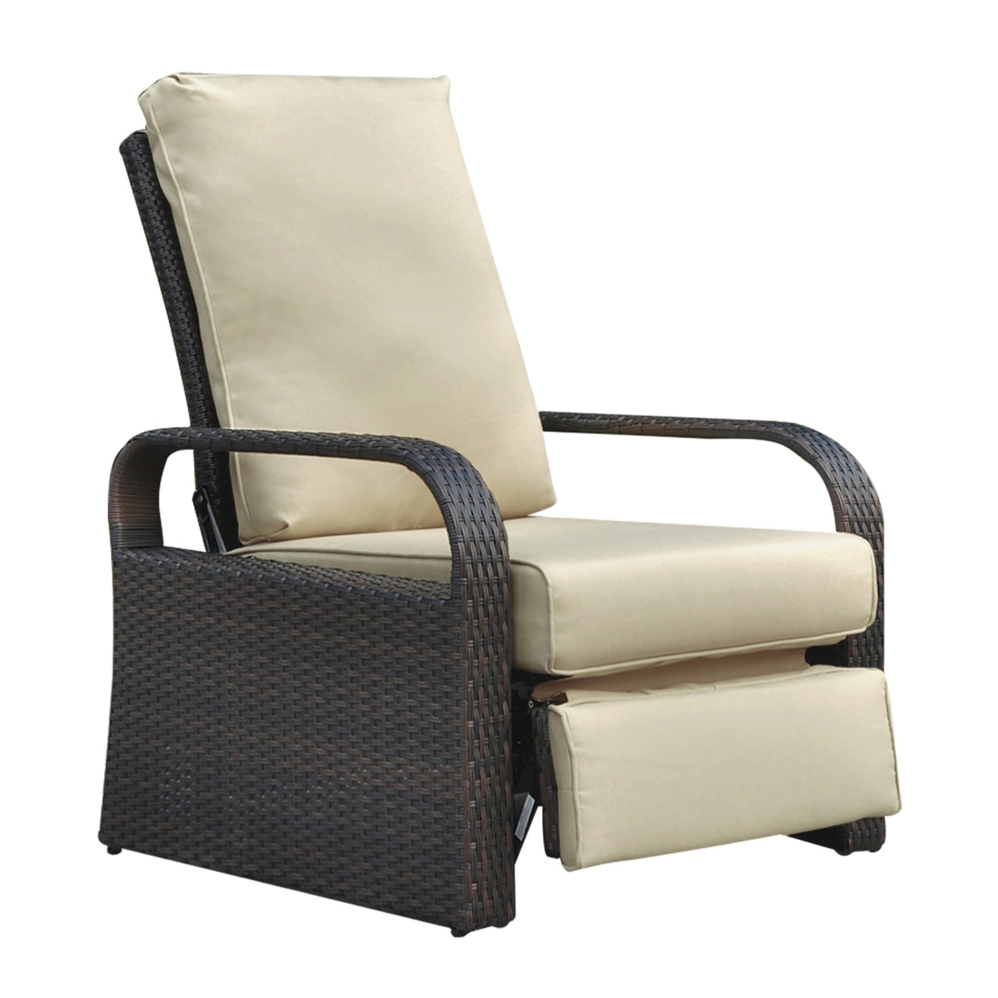 Parson Outdoor Adjustable Wicker Lounge Recliner Chair - Khaki