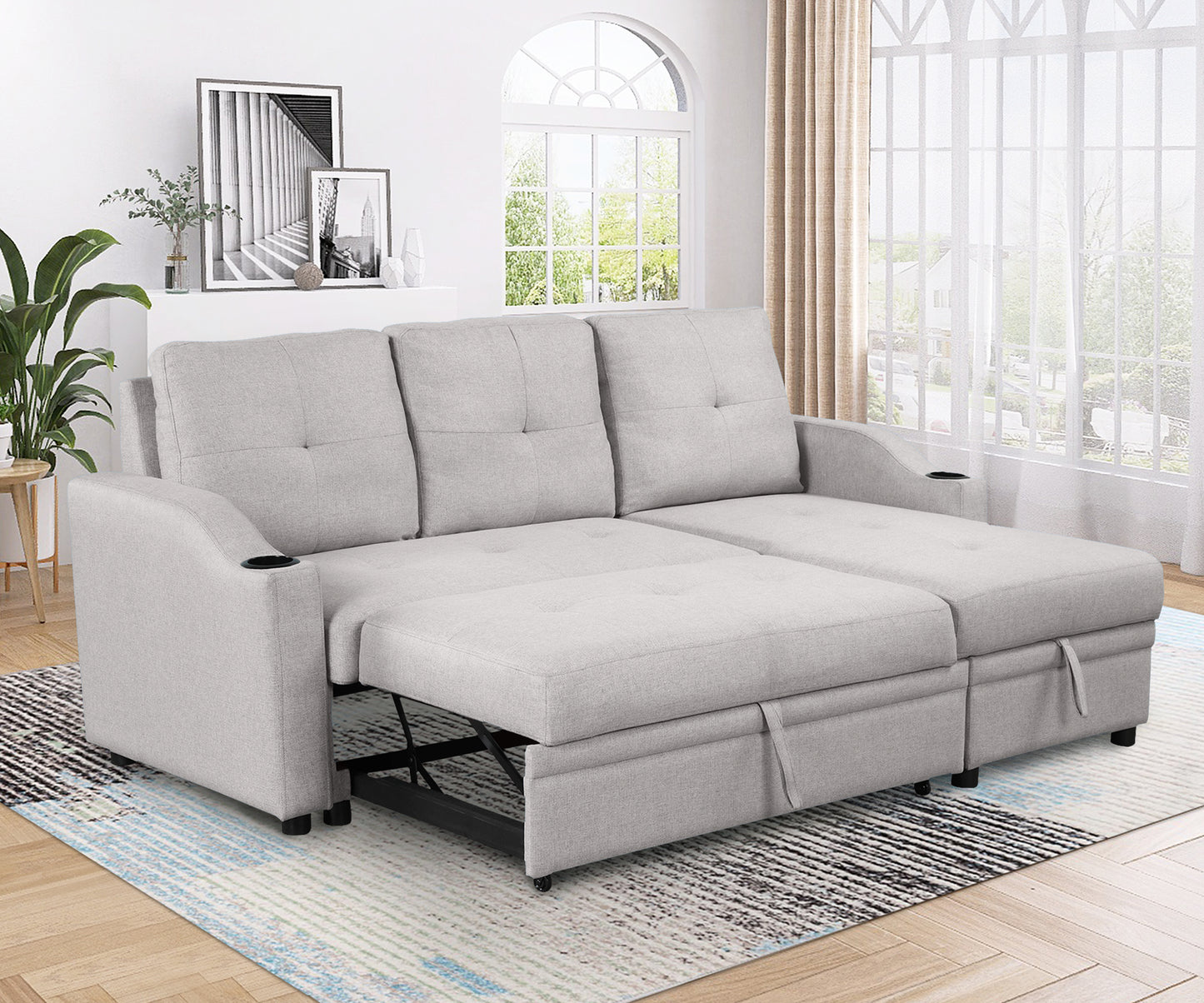 Oris Padded Pull Out Sofa Bed - Gray