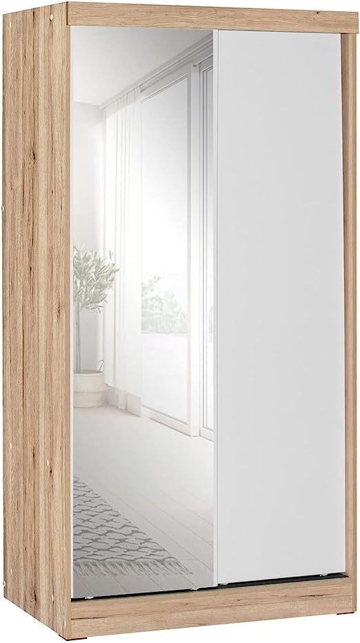 Go Green Woods Mirror Wood Double Sliding Door Wardrobe