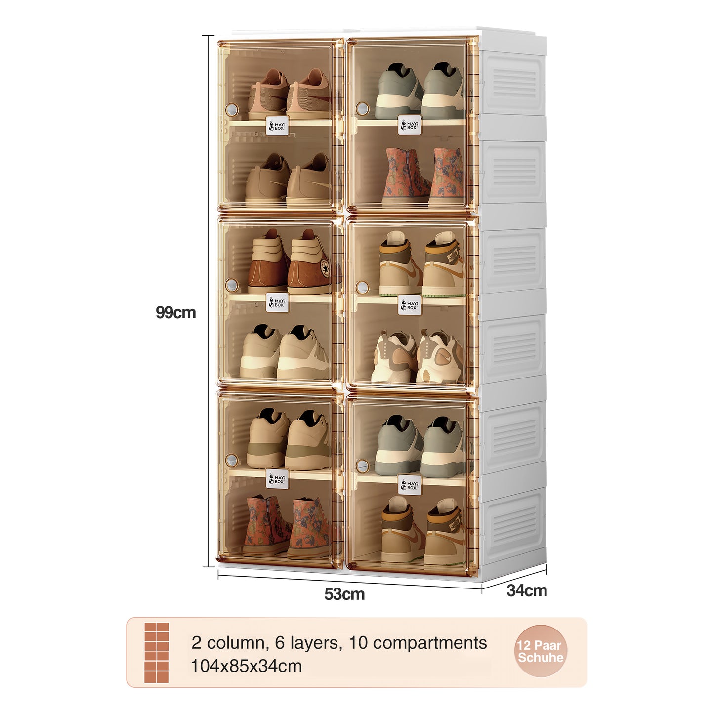 NUS Portable Shoe cabinet - Brown+White
